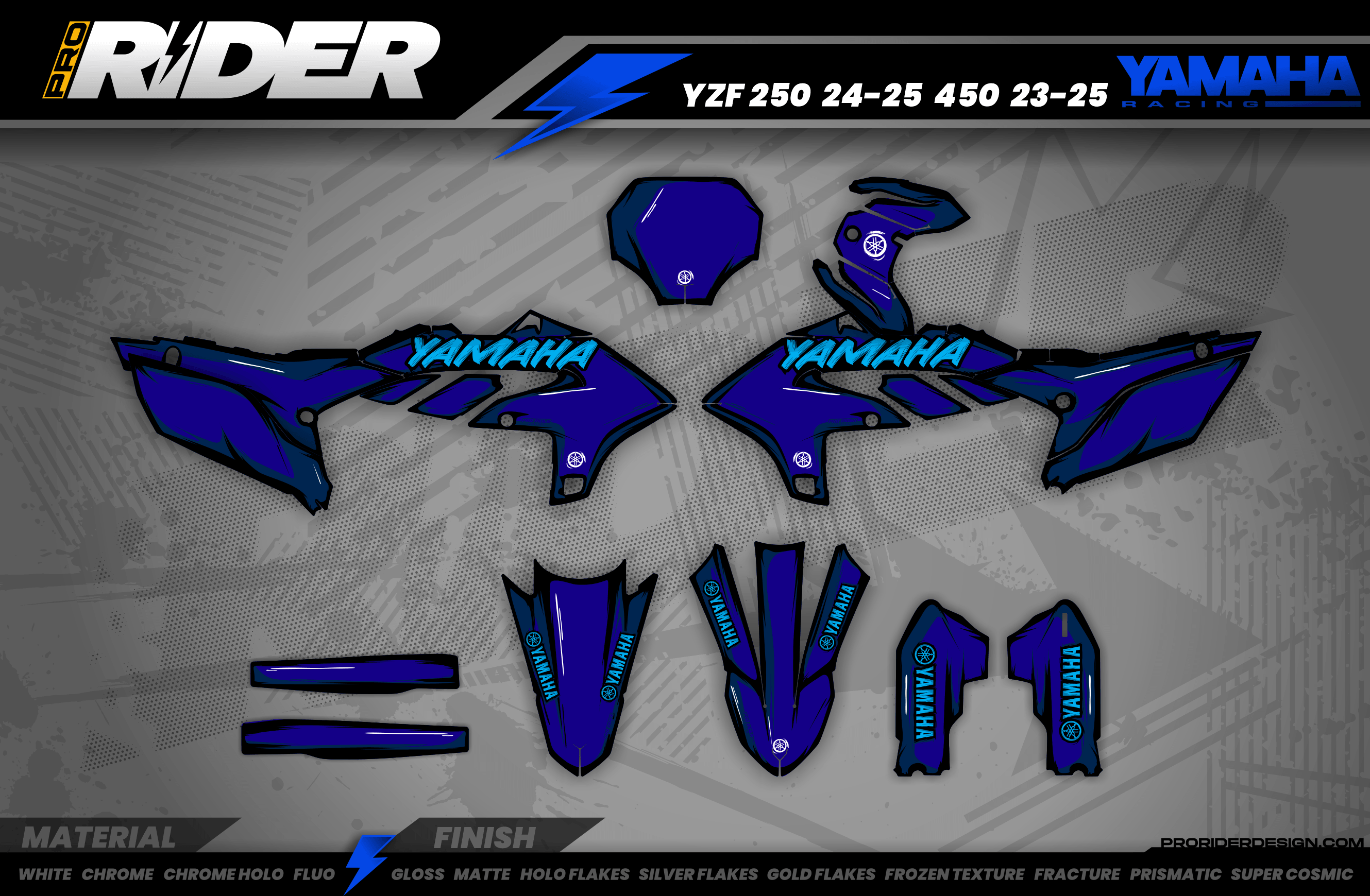 Cartoon YAMAHA FULL GRAPHICS KIT BLACK/BLUE