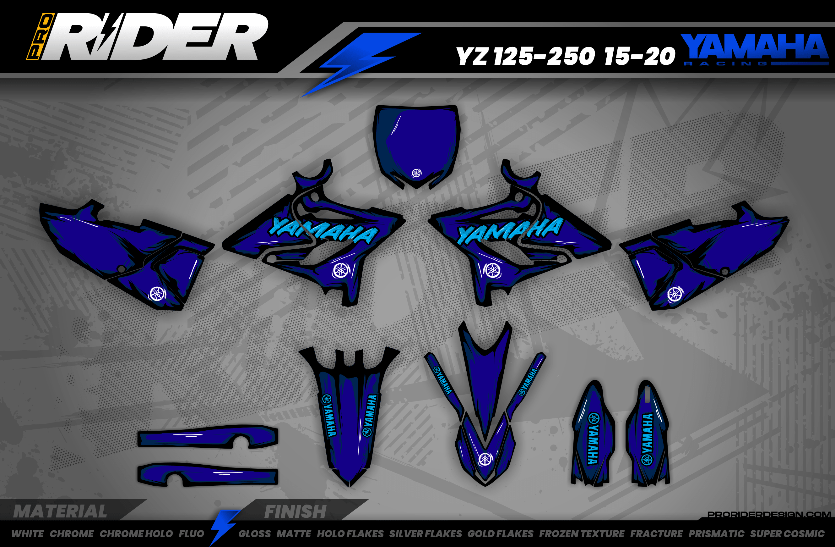 Cartoon YAMAHA FULL GRAPHICS KIT BLACK/BLUE