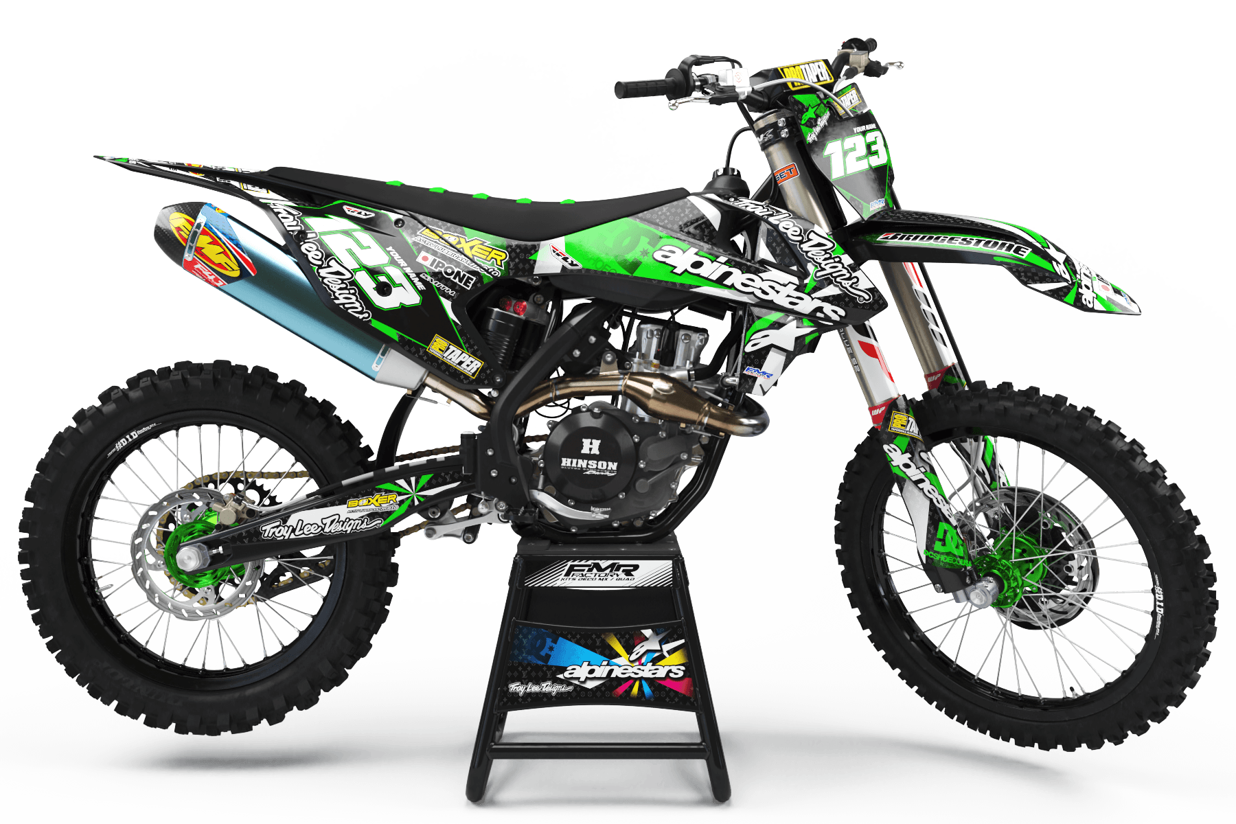 Graphics Kit ALPINESTARS GREEN : Design designed for your Motocross