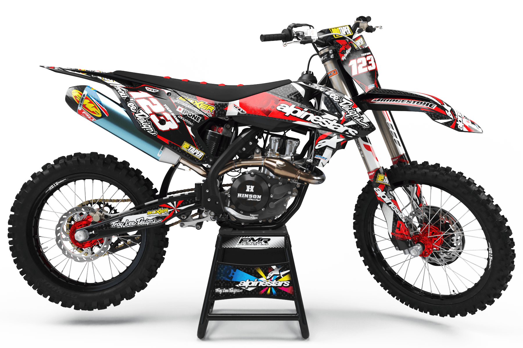 Graphics Kit ALPINESTARS RED : Design designed for your Motocross