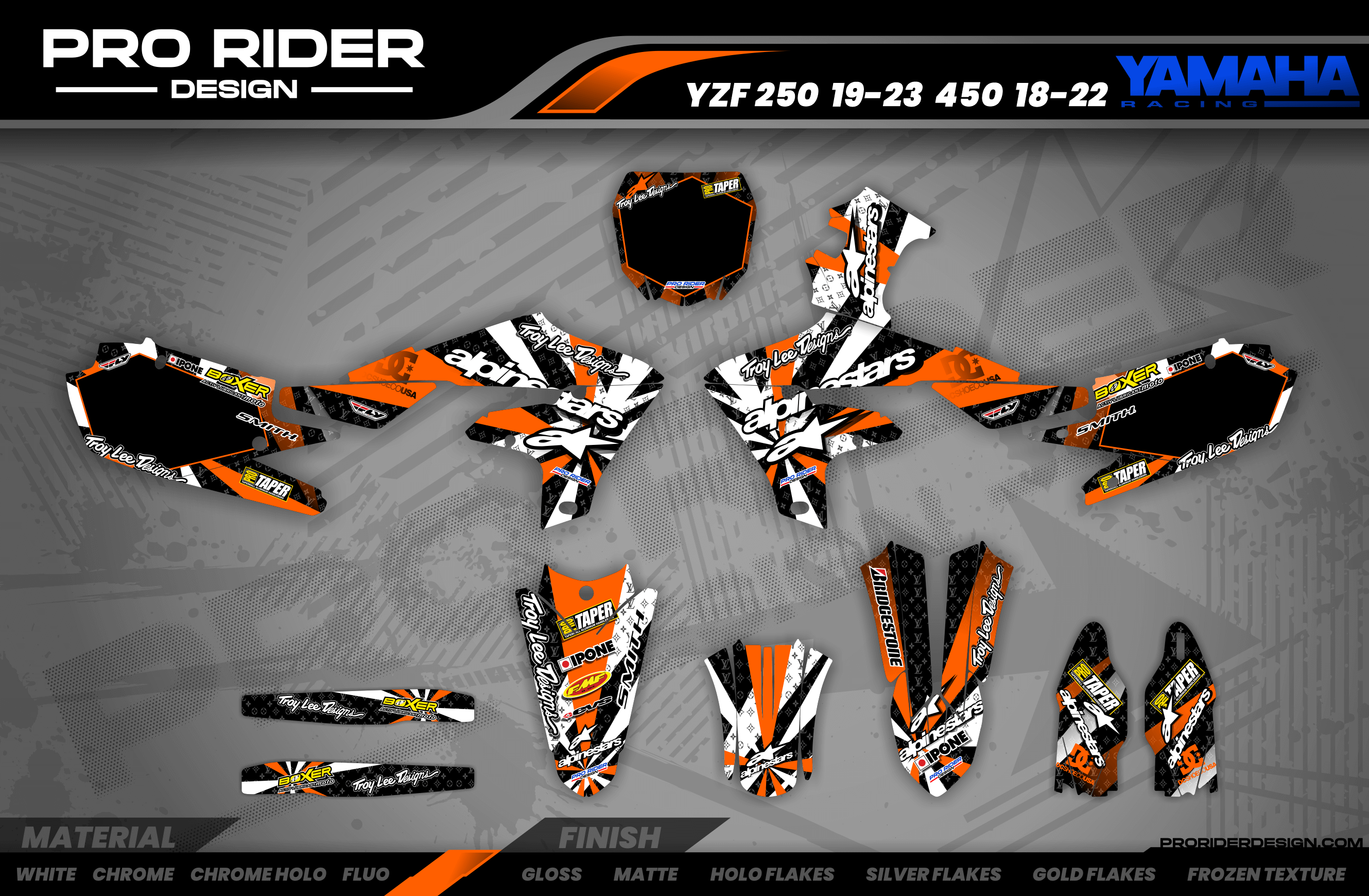 Graphics Kit ALPINESTARS ORANGE : Design designed for your Motocross