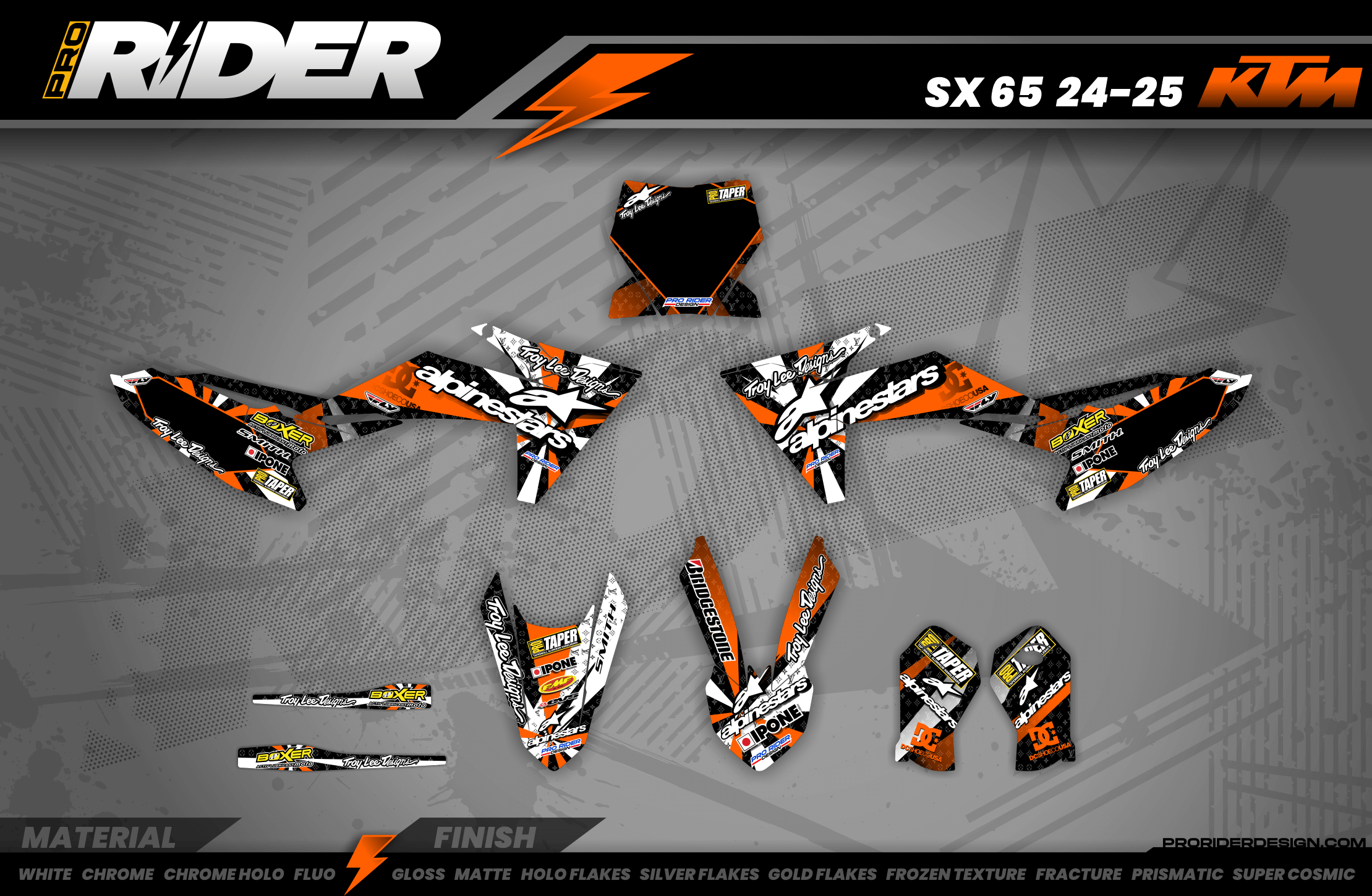 Graphics Kit ALPINESTARS ORANGE : Design designed for your Motocross - 3D