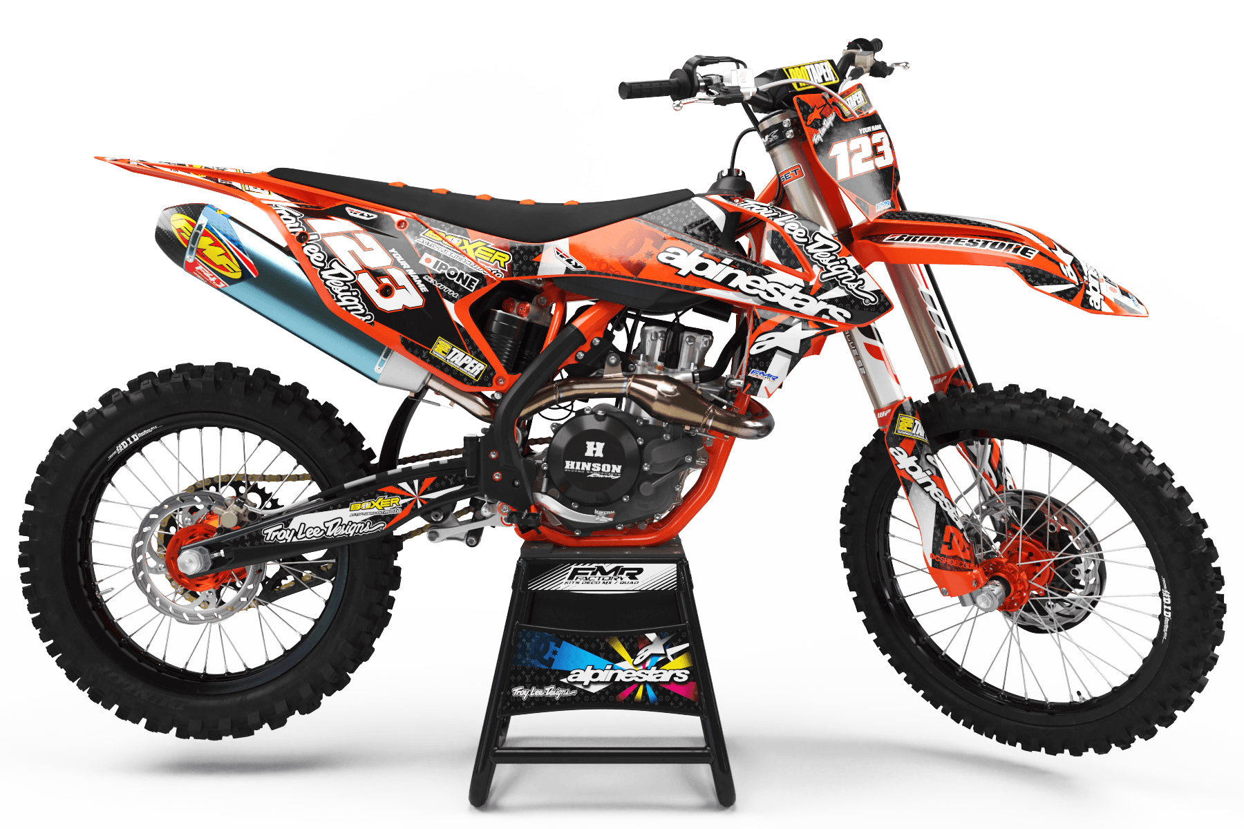 Graphics Kit ALPINESTARS ORANGE : Design designed for your Motocross
