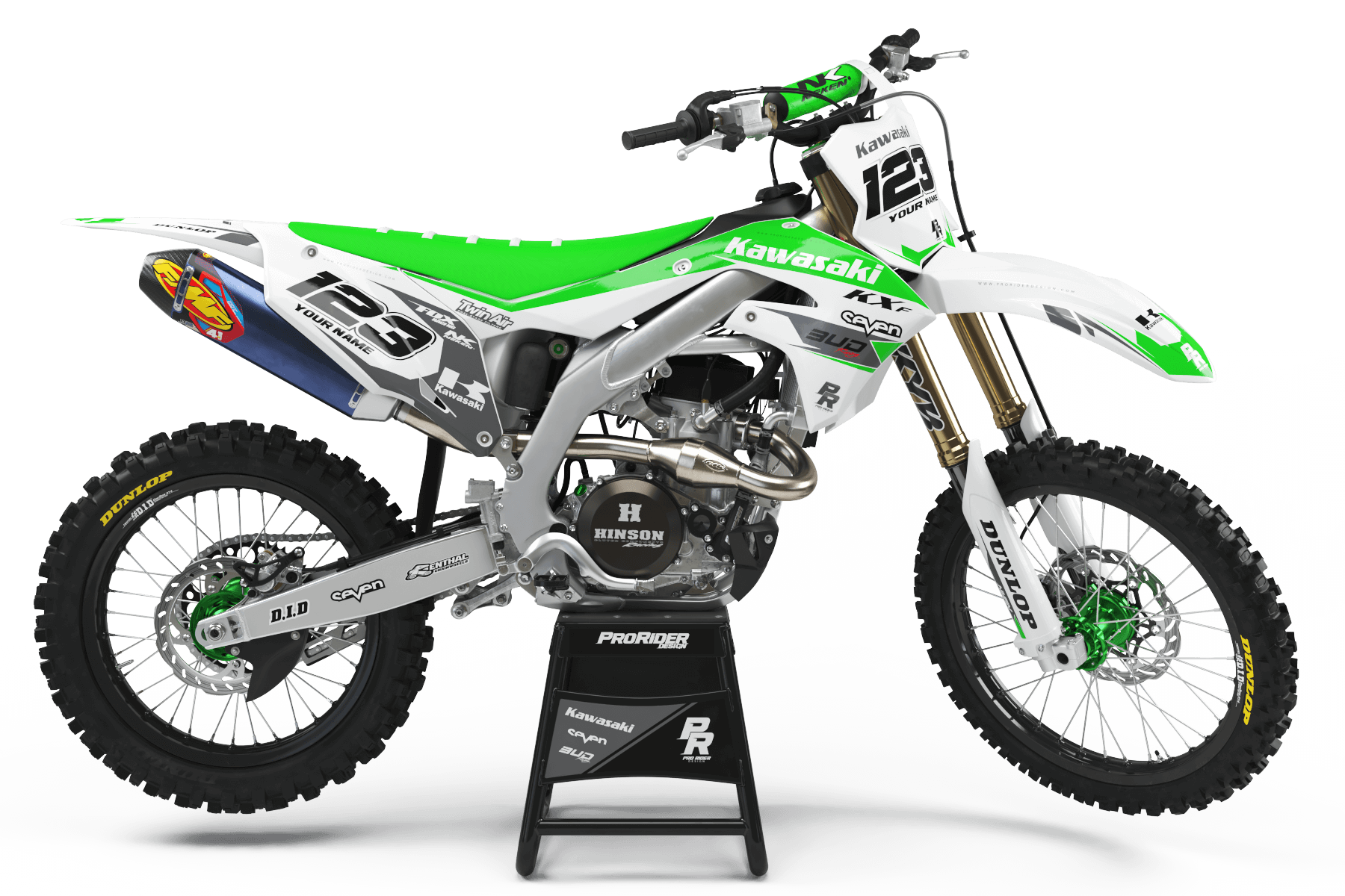 Kawasaki Graphics BUD RACING WHITE GREEN : Ultra shock resistant