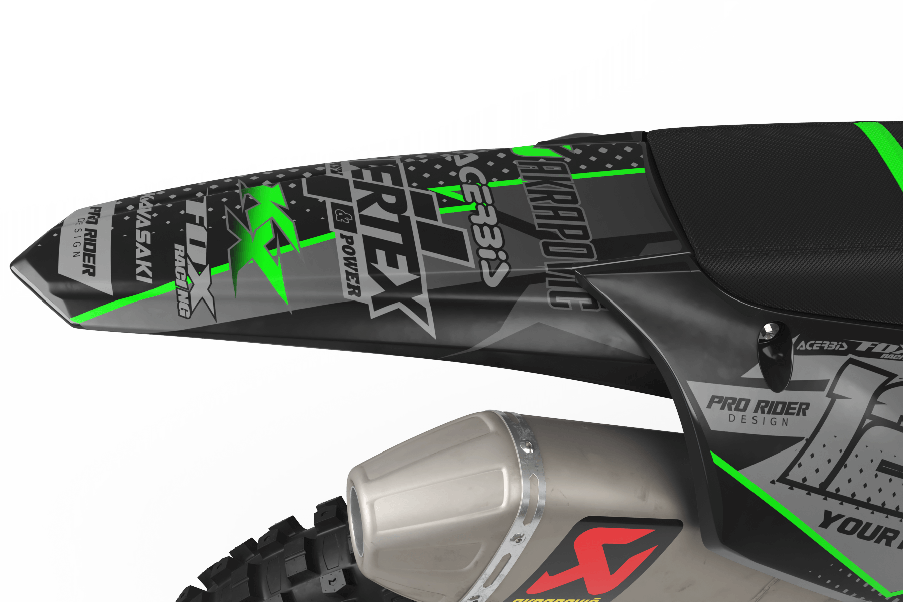 KAWASAKI Graphics Kit VERTEX Black And Green