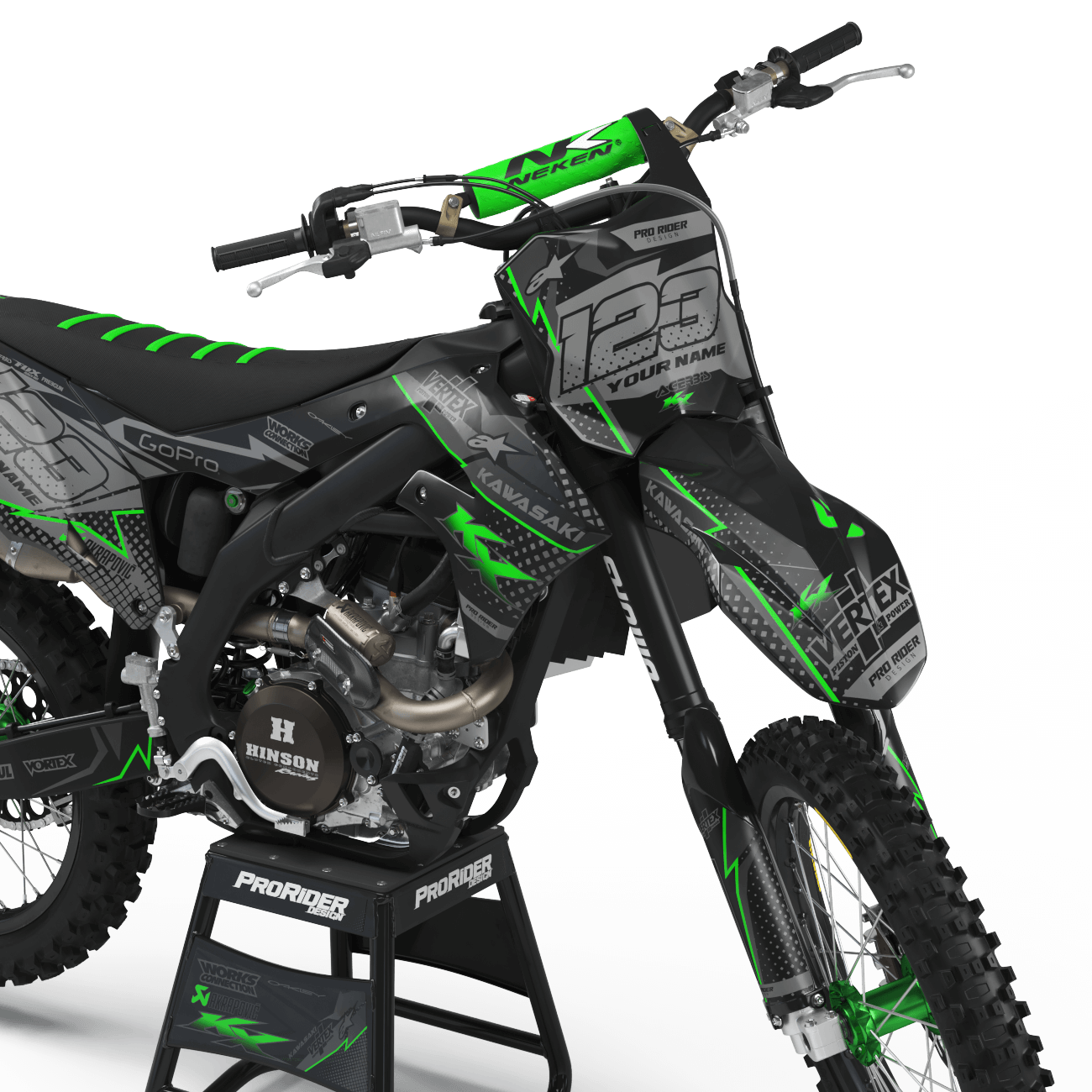 KAWASAKI Graphics Kit VERTEX Black And Green