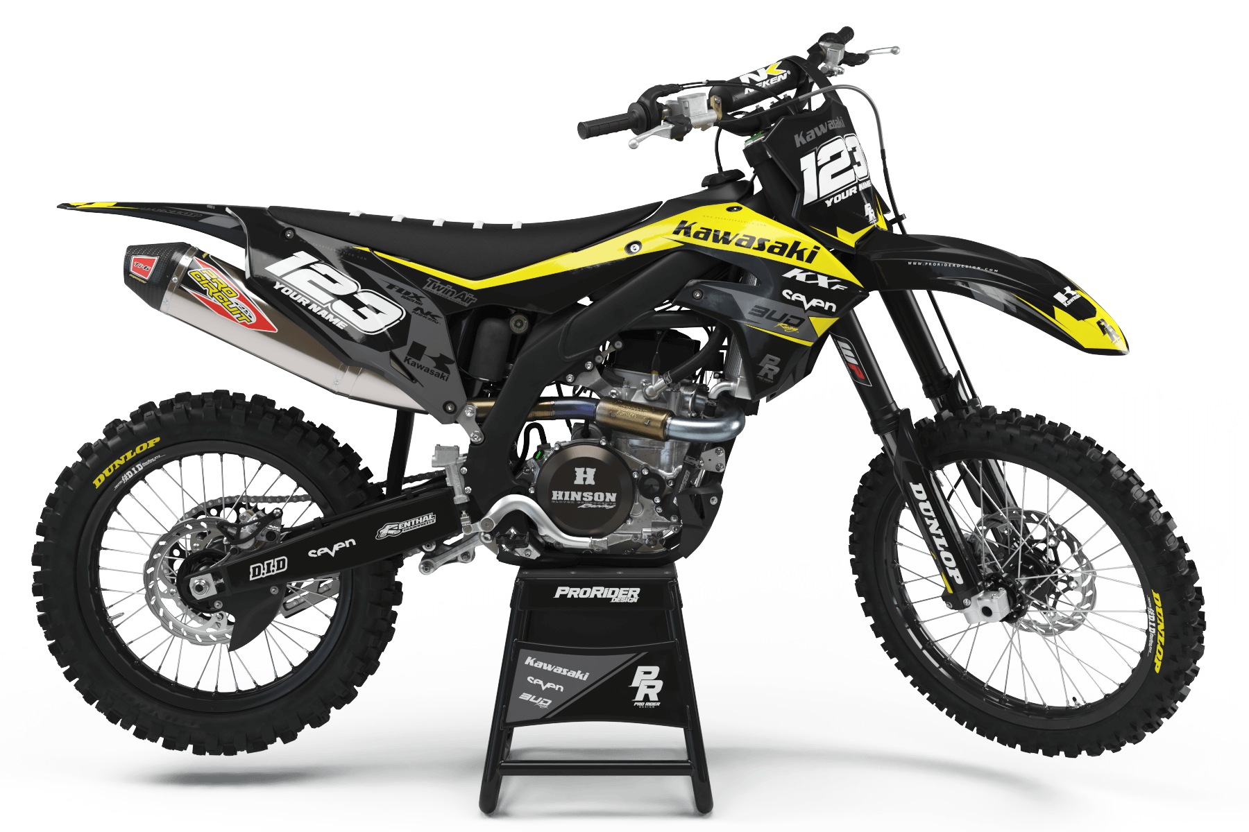 Kawasaki Graphics BUD RACING BLACK YELLOW : Ultra shock resistant