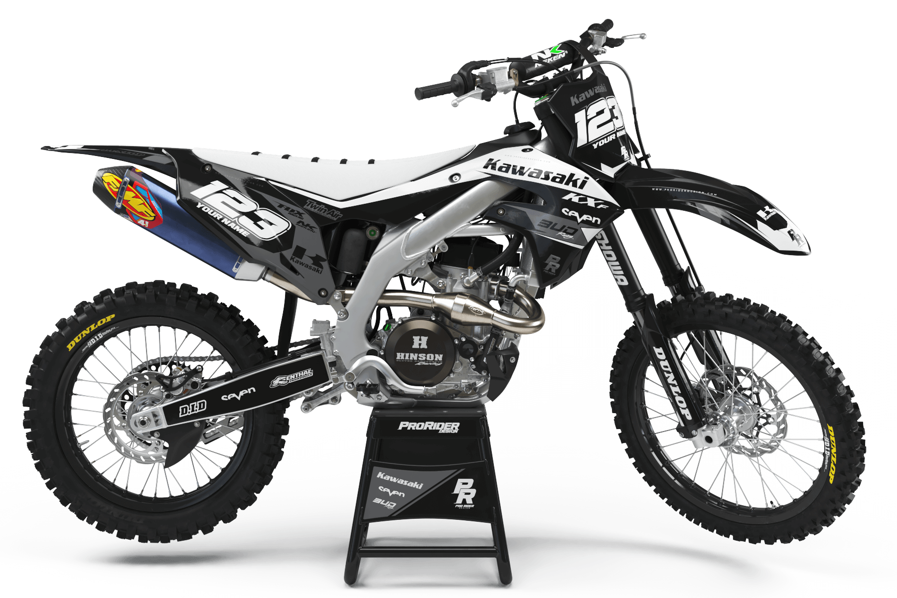 Kawasaki Graphics BUD RACING BLACK WHITE : Ultra shock resistant