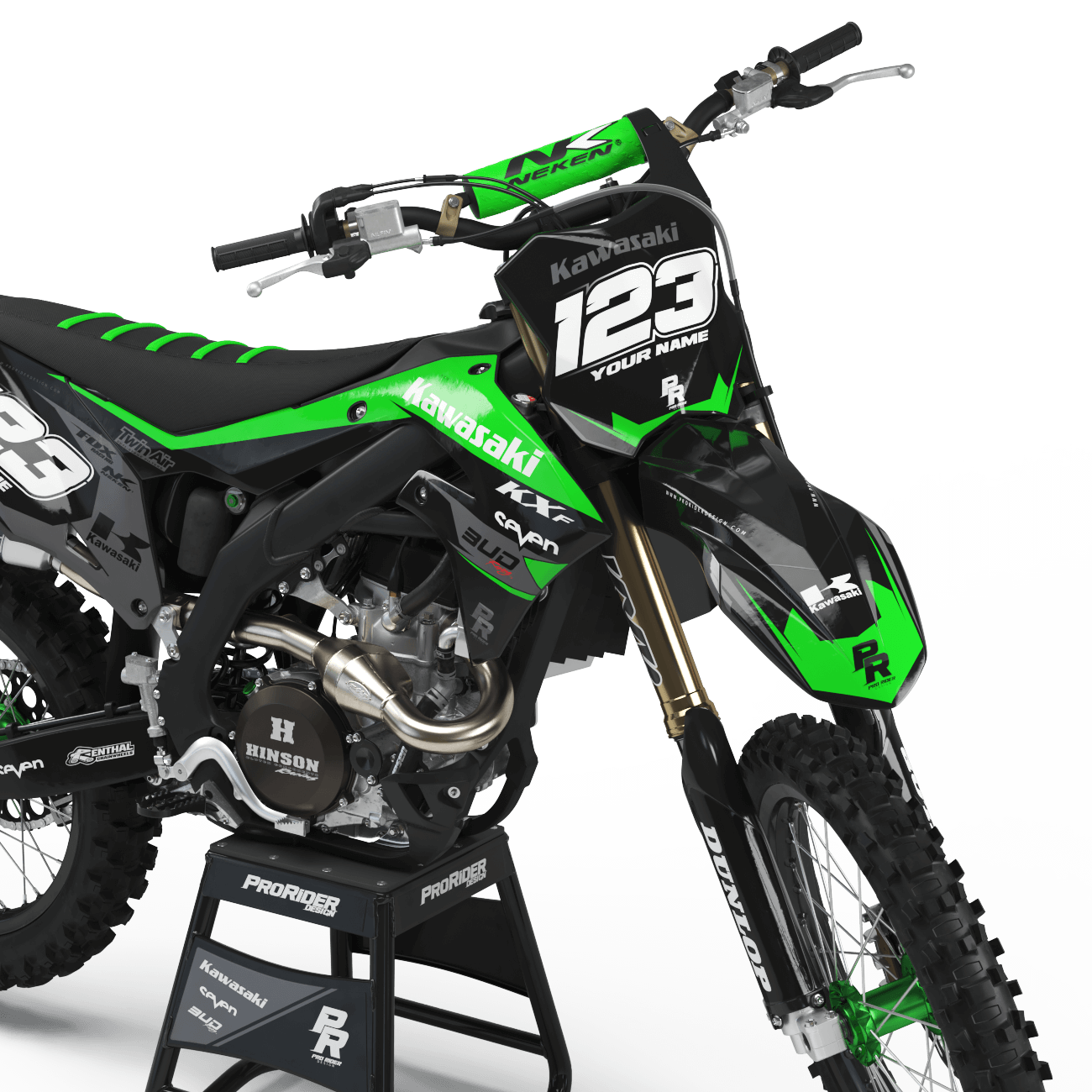 Kawasaki Graphics BUD RACING BLACK GREEN : Ultra shock resistant