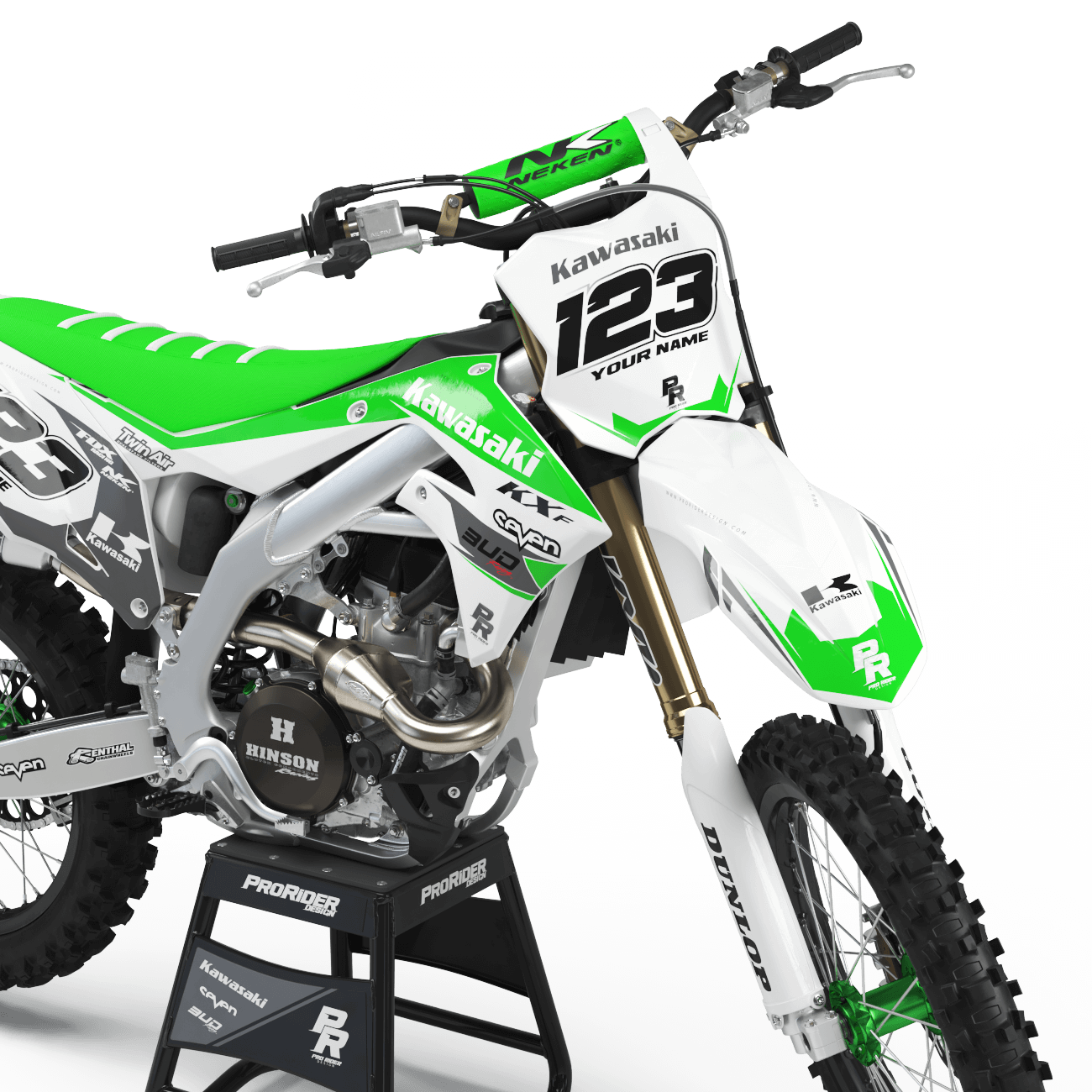 Kawasaki Graphics BUD RACING WHITE GREEN : Ultra shock resistant
