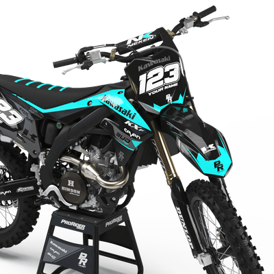Kawasaki Graphics BUD RACING BLACK CYAN : Ultra shock resistant