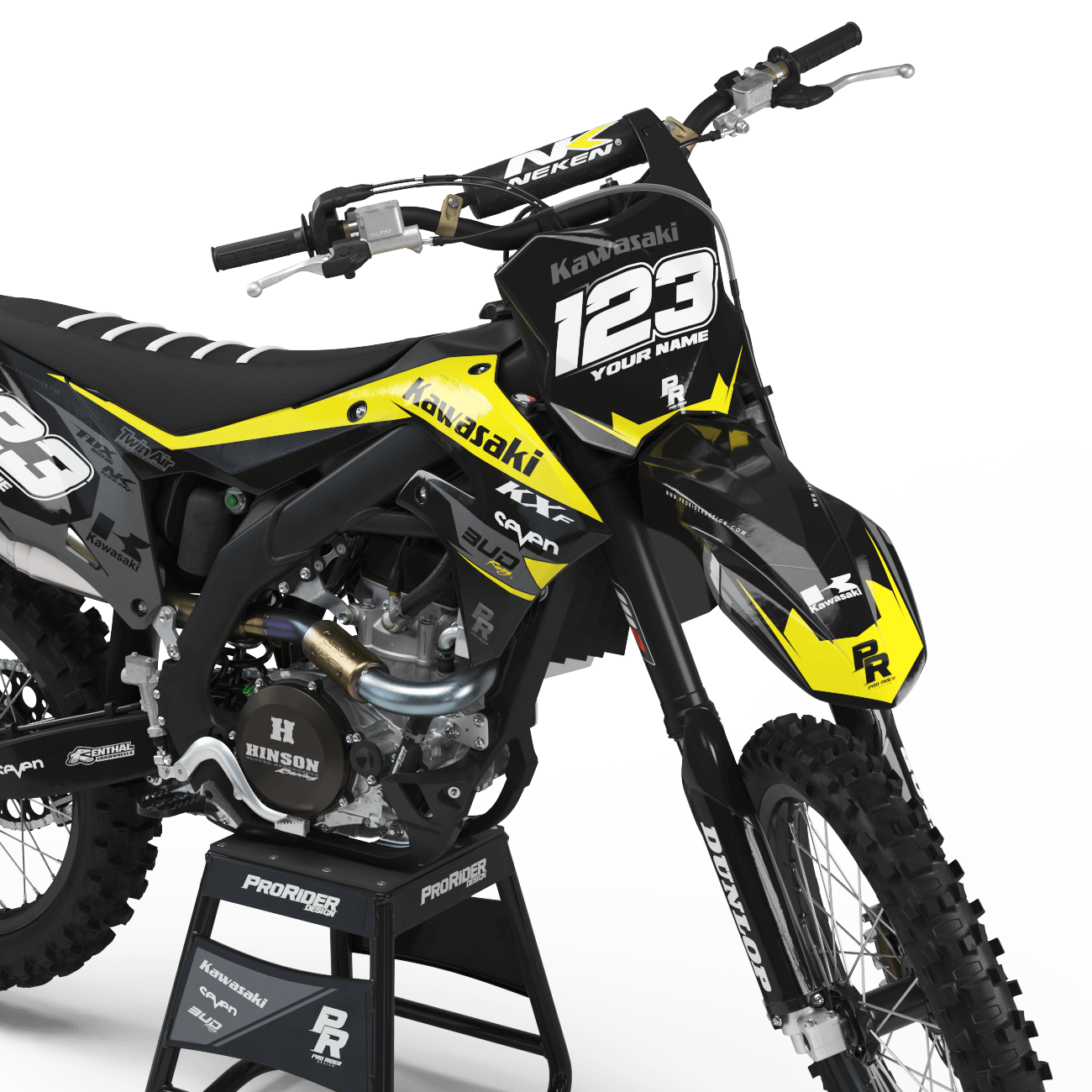 Kawasaki Graphics BUD RACING BLACK YELLOW : Ultra shock resistant