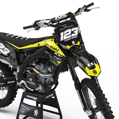 Kawasaki Graphics BUD RACING BLACK YELLOW : Ultra shock resistant