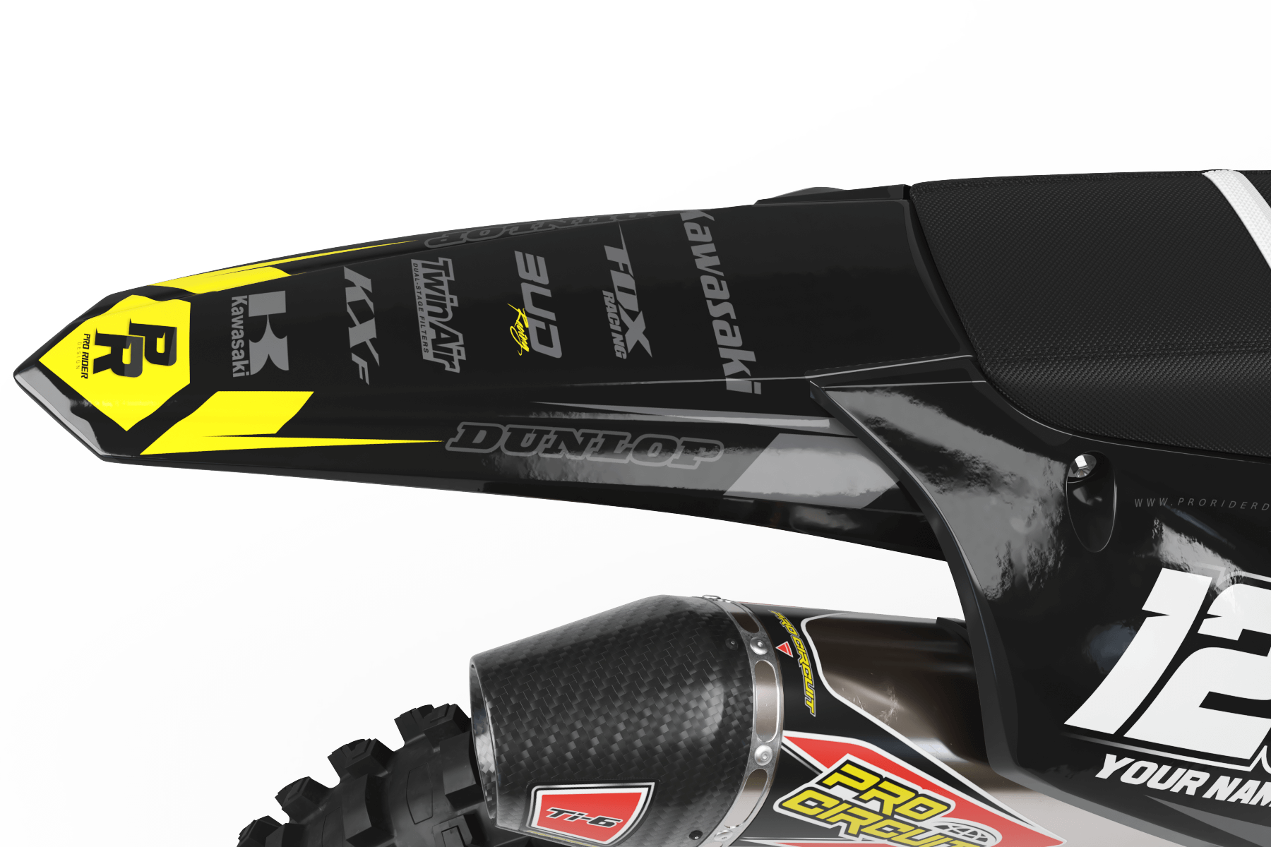 Kawasaki Graphics BUD RACING BLACK YELLOW : Ultra shock resistant