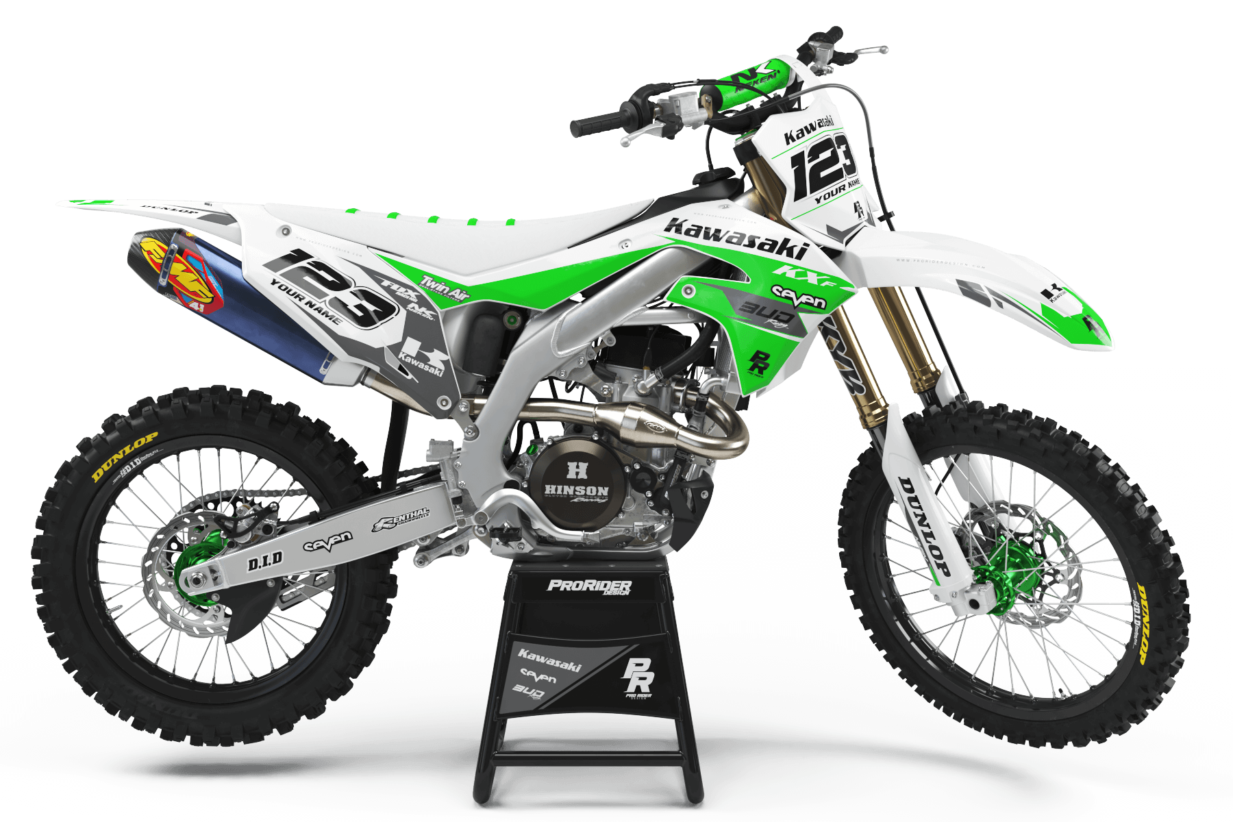 Kawasaki Graphics BUD RACING GREEN WHITE : Ultra shock resistant