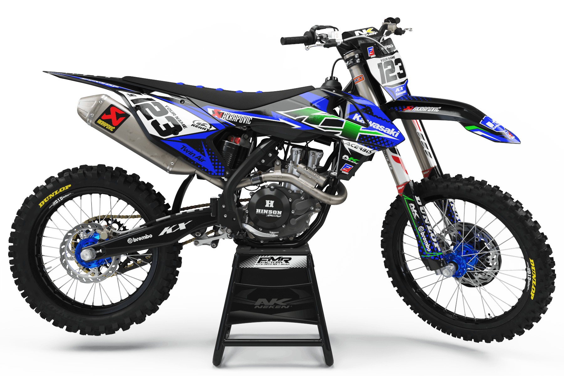 Kawasaki graphics FACTORY ENERGY BLUE GREEN : breathtaking kit Graphics