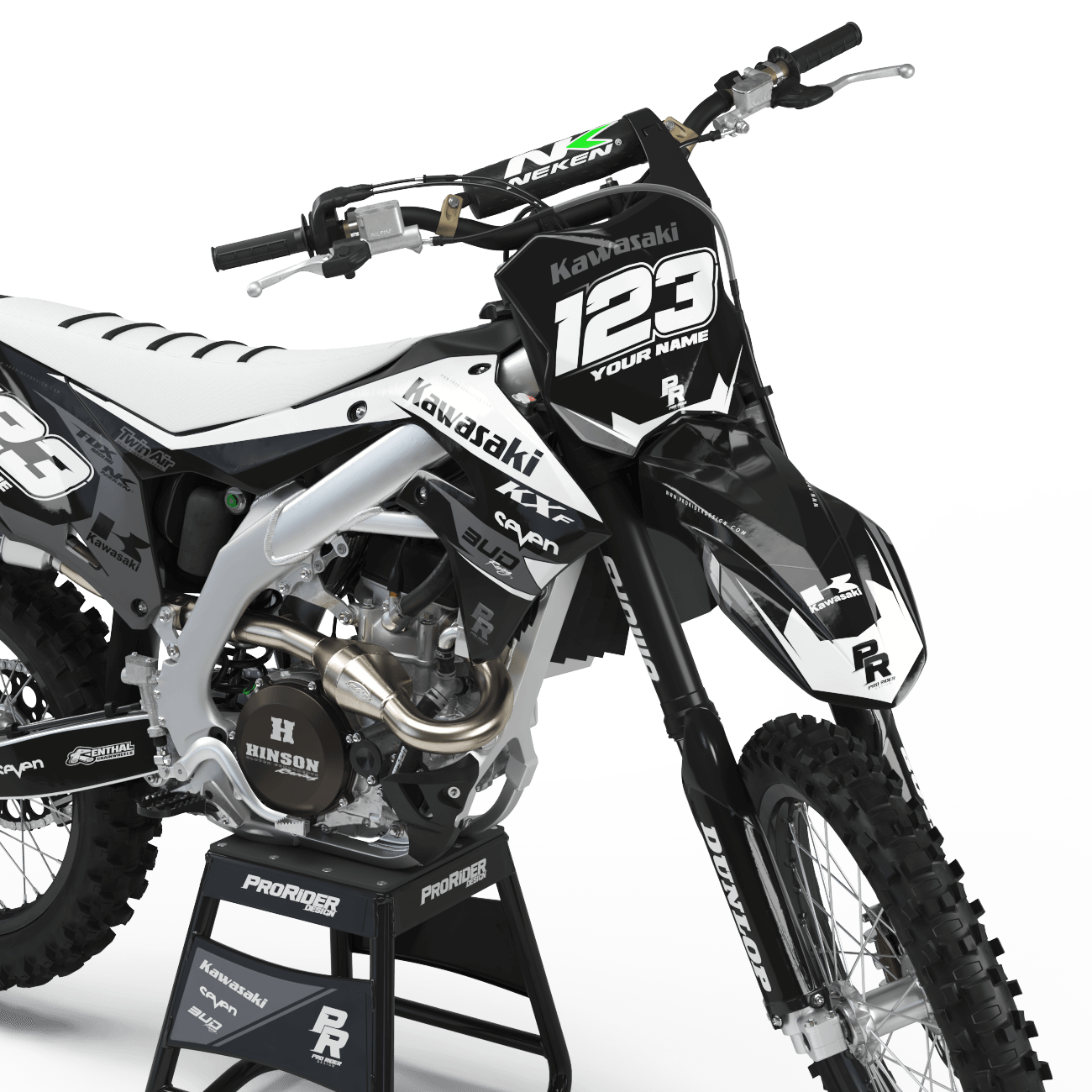 Kawasaki Graphics BUD RACING BLACK WHITE : Ultra shock resistant