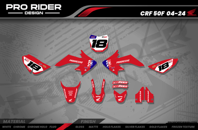 HONDA CRF 50 / 70 / 80 / 100 / 110 / 125 Full Graphics kit | HRC SMX Team Progressive red