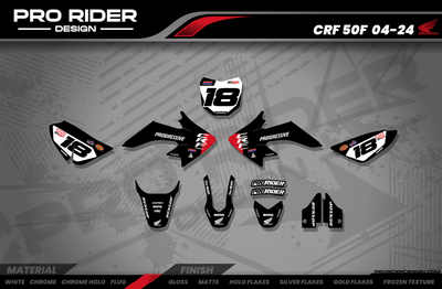 HONDA CRF 50 / 70 / 80 / 100 / 110 / 125 Full Graphics kit | HRC SMX Team Progressive black