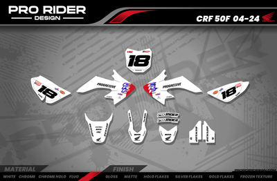HONDA CRF 50 / 70 / 80 / 100 / 110 / 125 Full Graphics kit | HRC SMX Team Progressive white