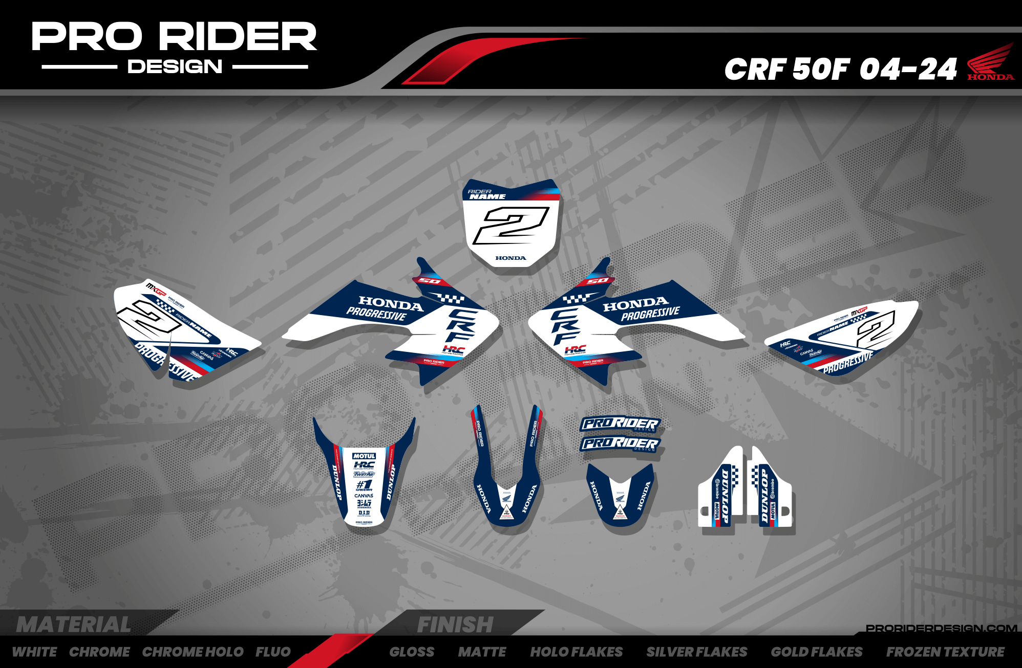 HONDA CRF 50 / 70 / 80 / 100 / 110 / 125 Full Graphics kit | Progressive Racing