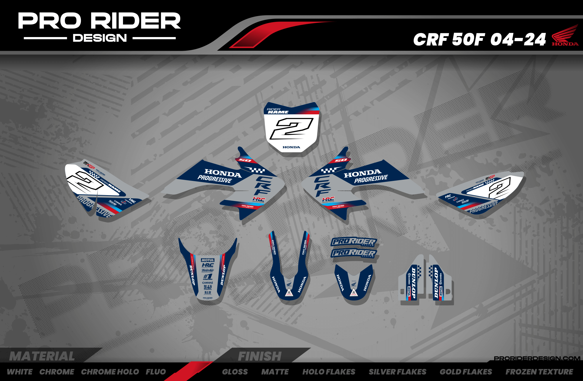 HONDA CRF 50 / 70 / 80 / 100 / 110 / 125 Full Graphics kit | Powercore grey blue