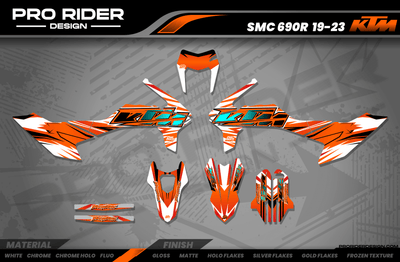 KTM SUPERMOTO Full Graphics Kit | Stock V2 White Teal