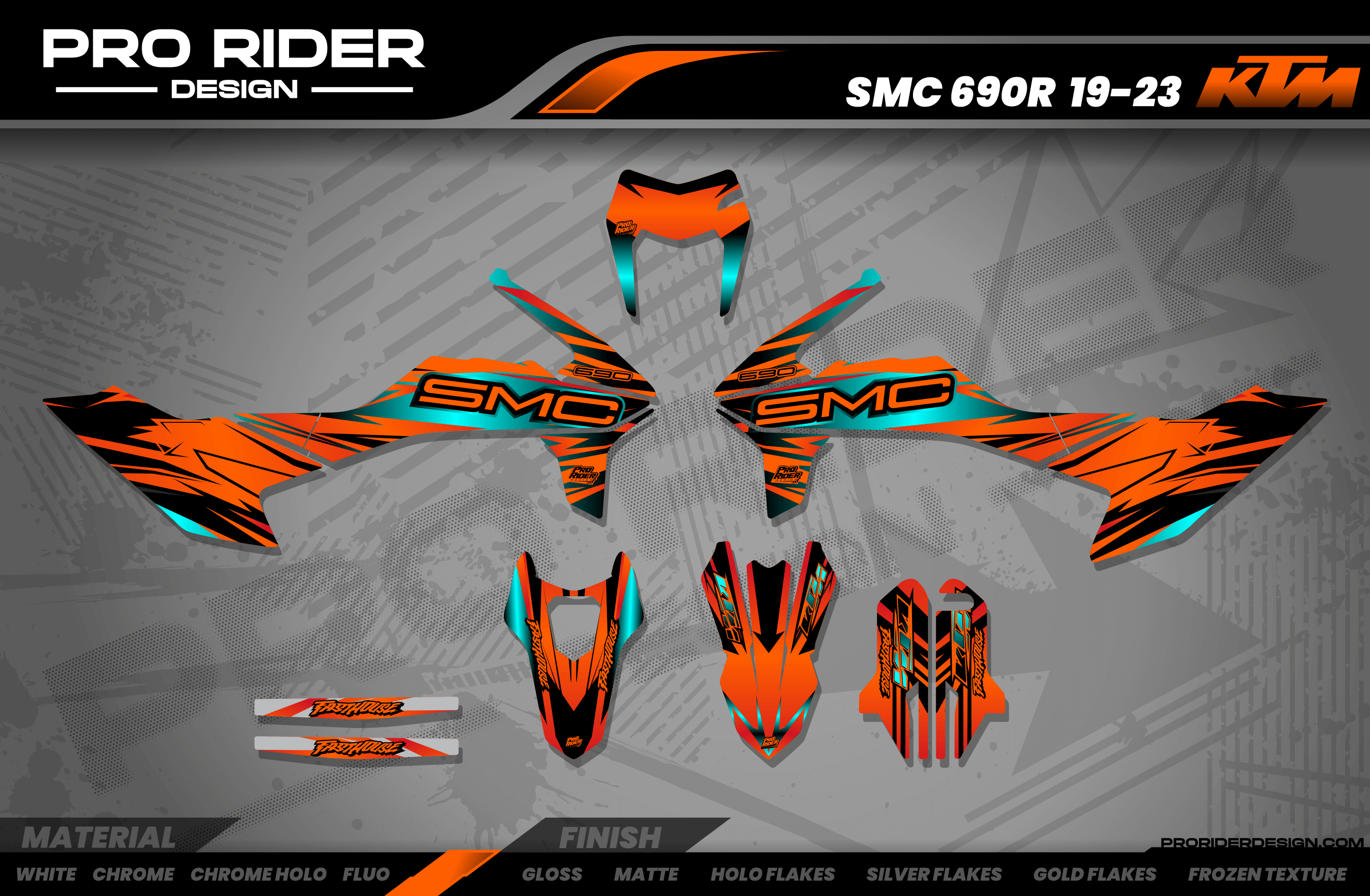 KTM SUPERMOTO Full Graphics Kit | Stock V3 Orange Teal