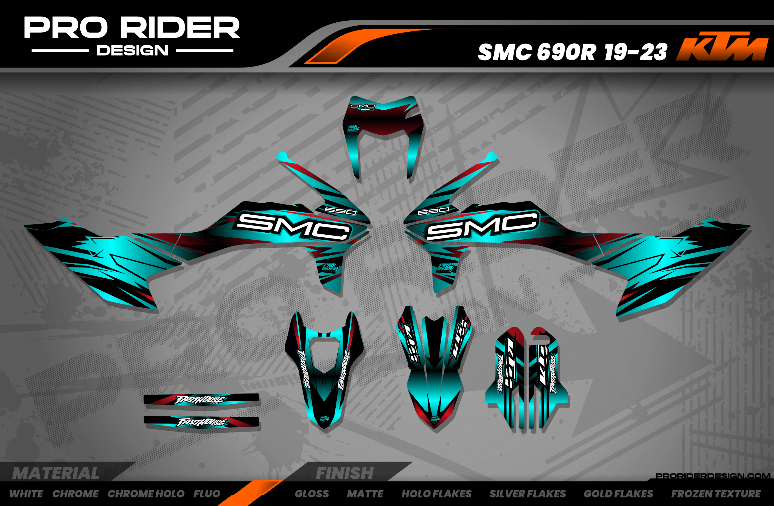KTM SUPERMOTO Full Graphics Kit | Stock V3 Black Teal