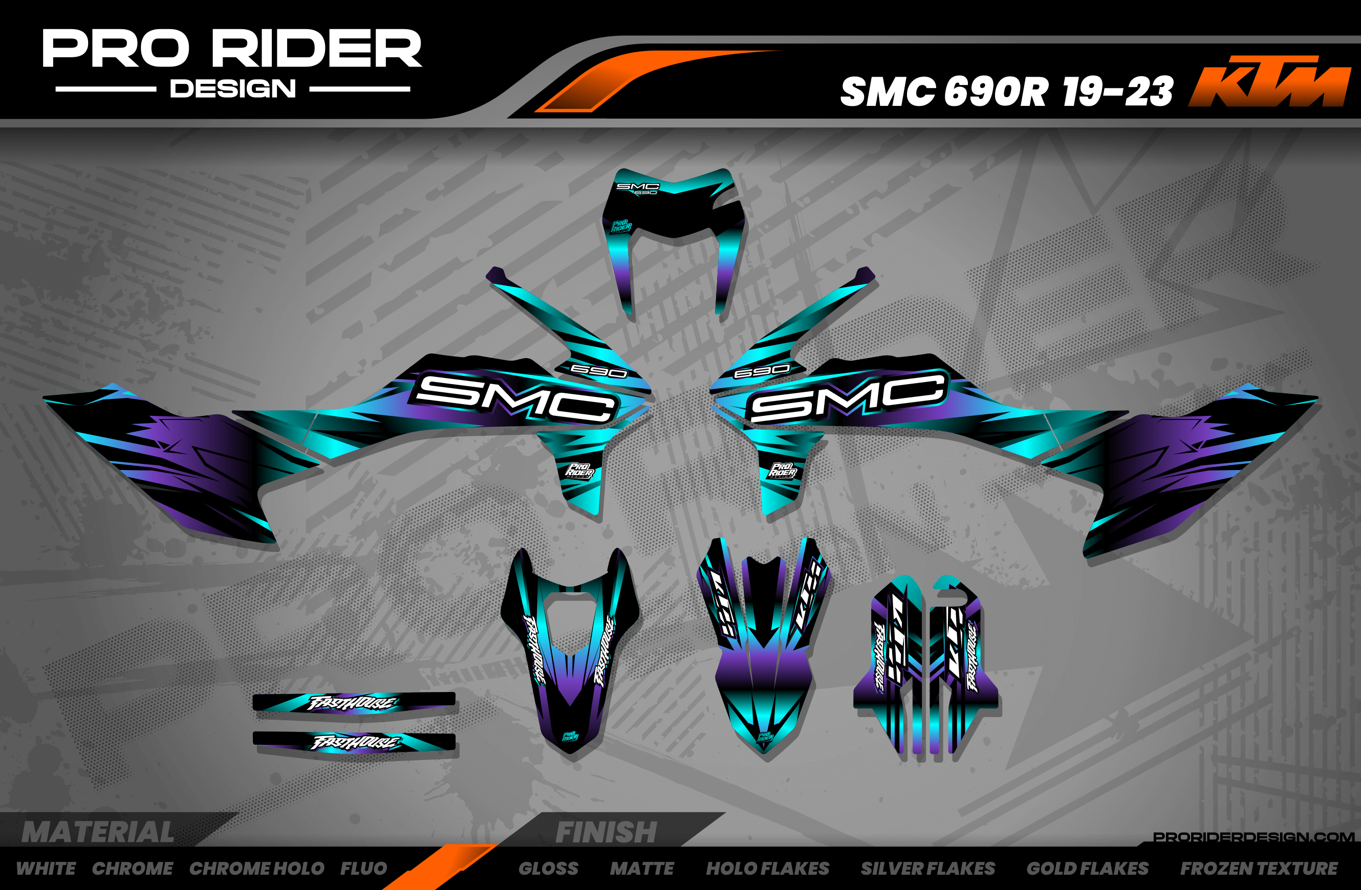 KTM SUPERMOTO Full Graphics Kit | Stock V3 Teal purple