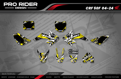 HONDA CRF 50 / 70 / 80 / 100 / 110 / 125 Full Graphics kit | Alpinestars yellow