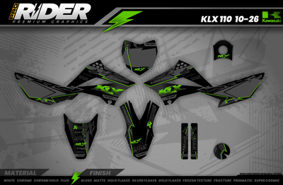 KAWASAKI Graphics Kit VERTEX Black And Green
