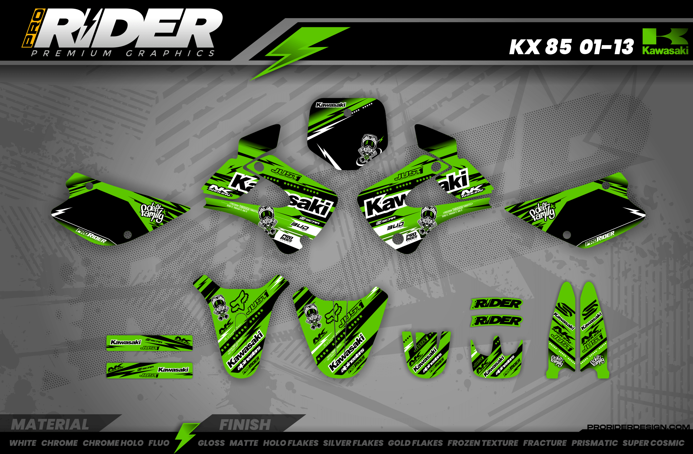 KAWASAKI Graphics Kit JUST1 black and green