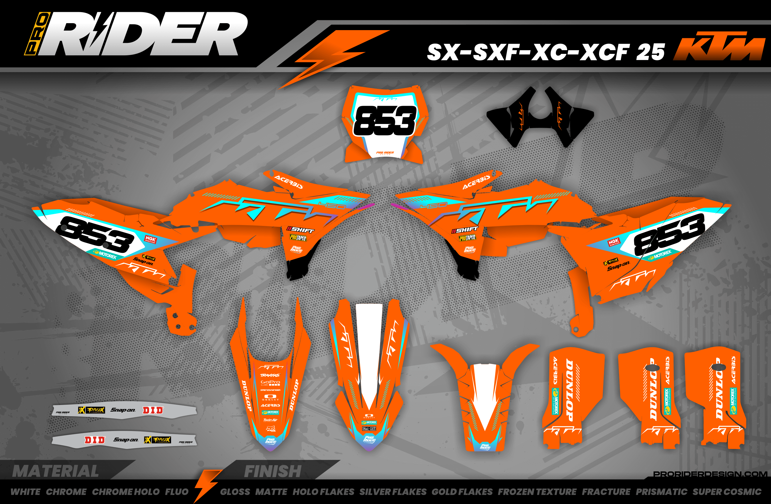 KTM Graphics SX XC SXF XCF EXC.. | Shadow Edition | Orange teal