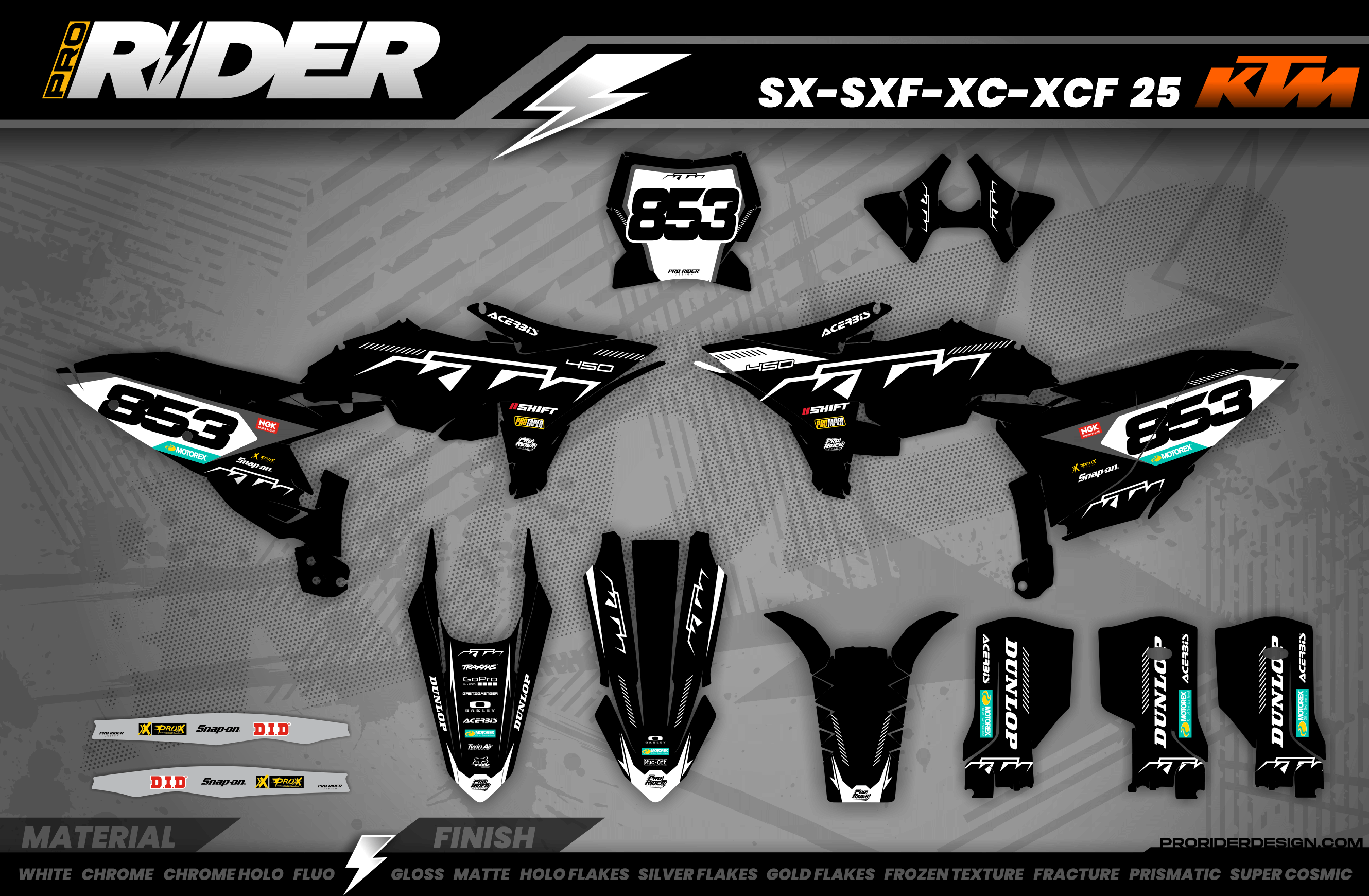 KTM Graphics SX XC SXF XCF EXC.. | Shadow Edition | Black white
