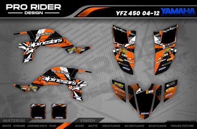 Graphics Kit ALPINESTARS ORANGE : Design designed for your Motocross