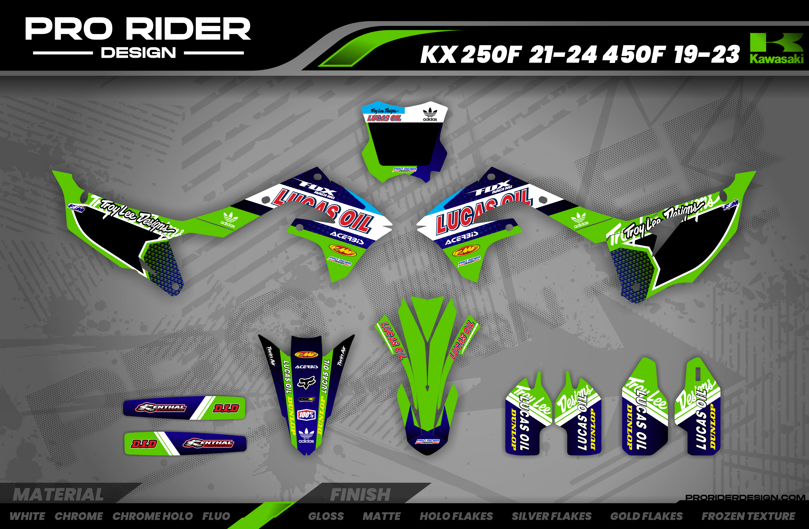 Graphics Kit LUCAS OIL GREEN : The best kit for your bike