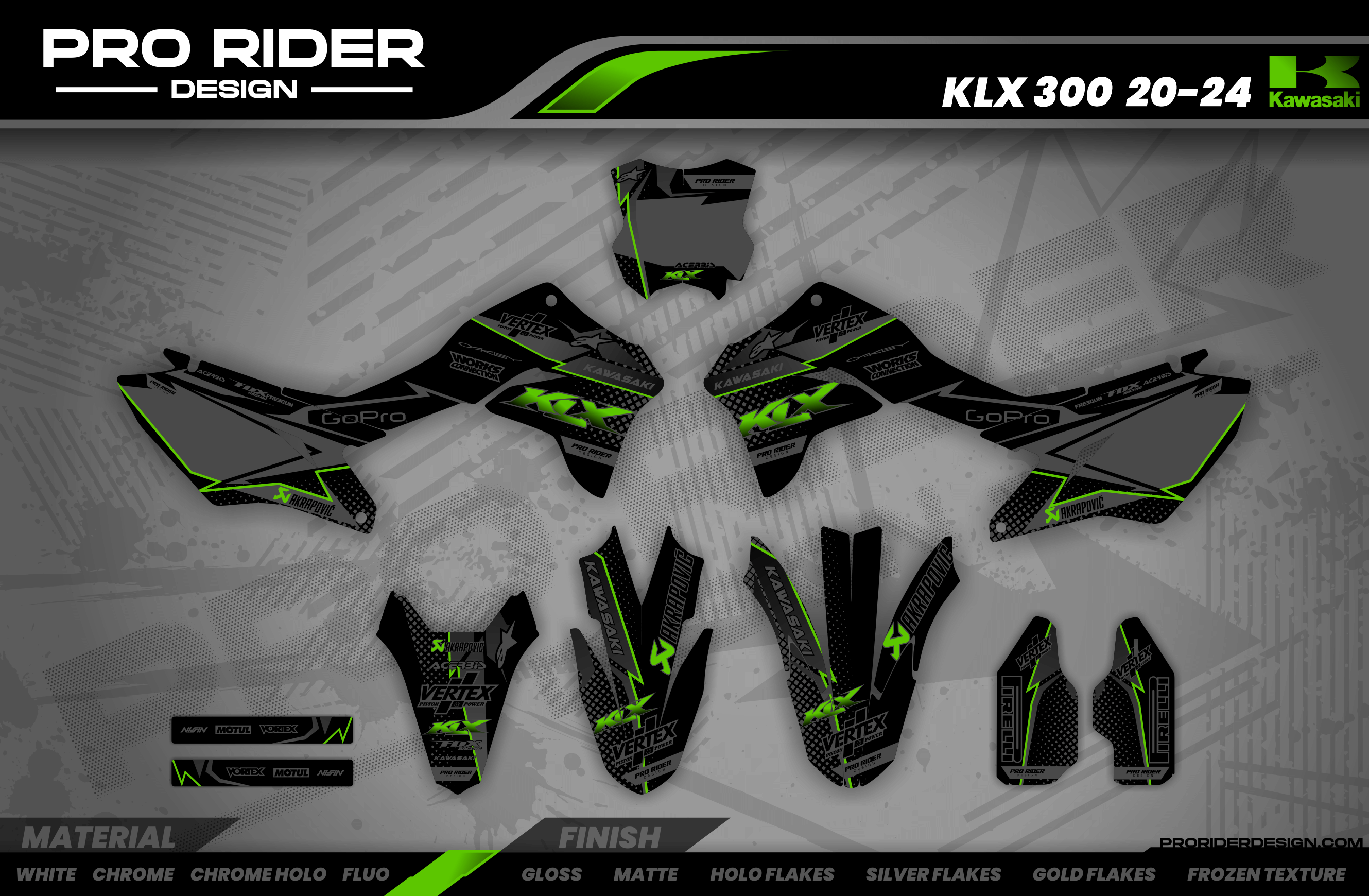 KAWASAKI Graphics Kit VERTEX Black And Green