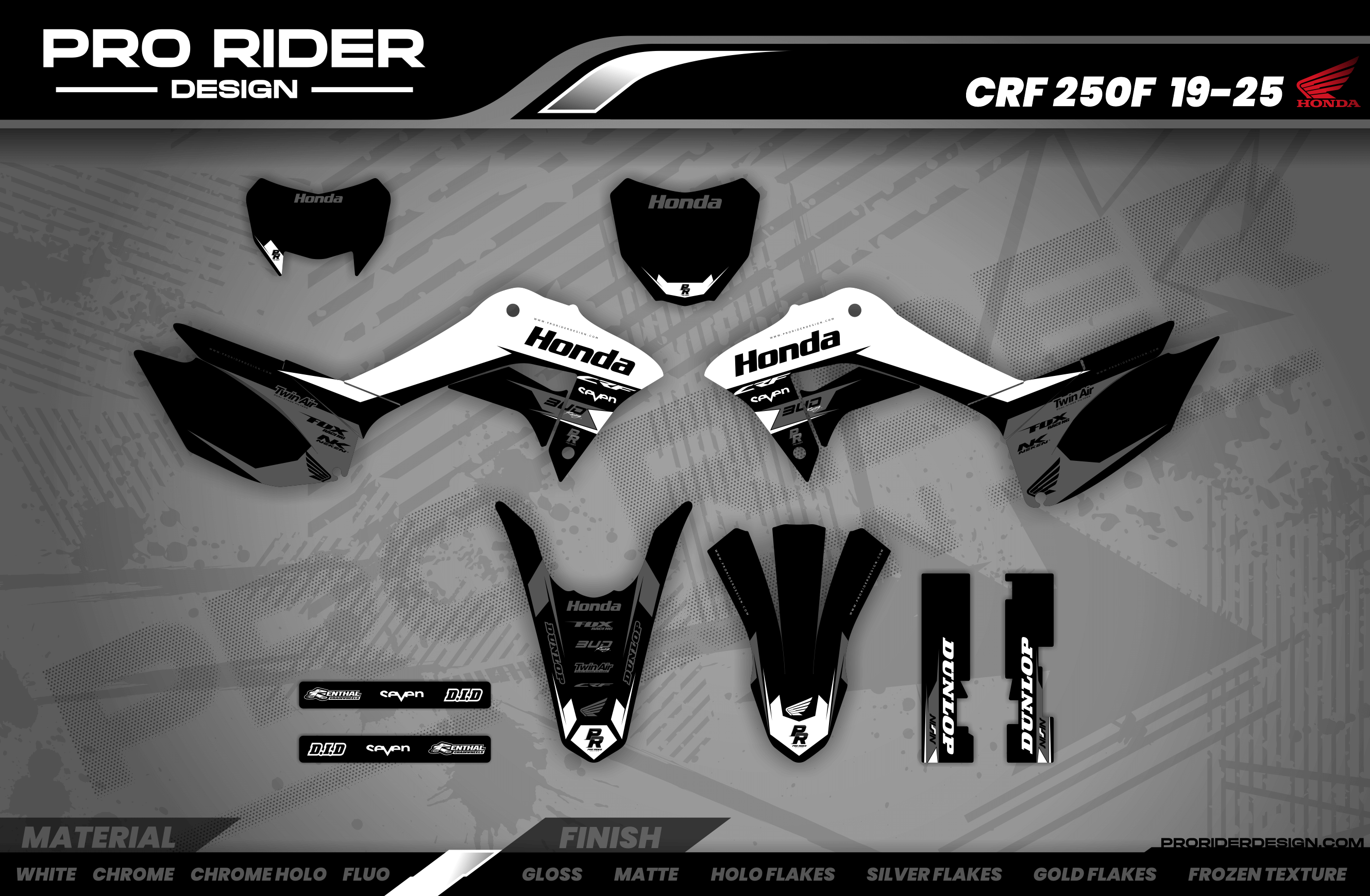 HONDA Graphics Kit BUD RACING Black And White