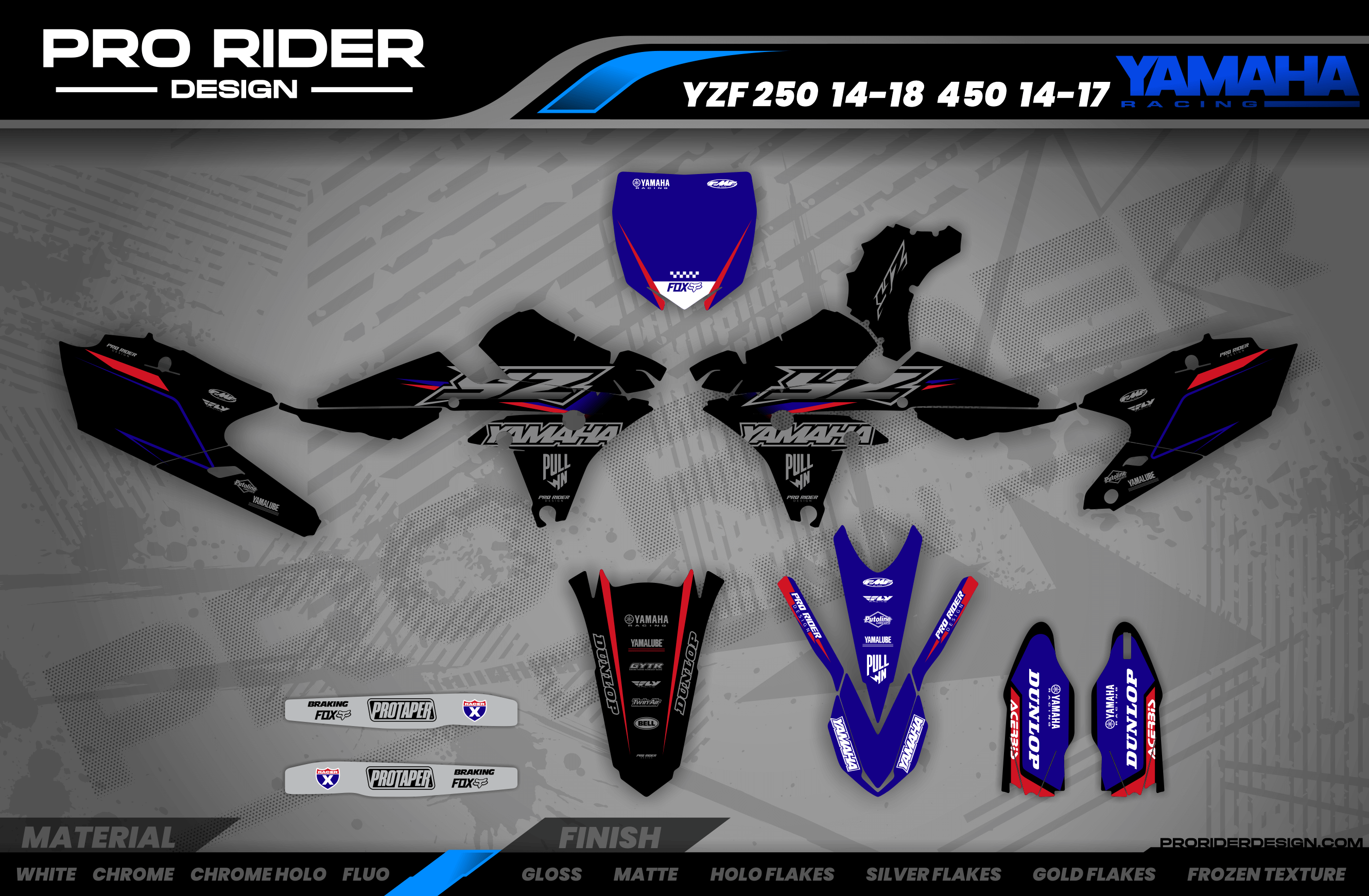 YZ YZF TTR PW Custom Graphics KIT YAMAHA BLACK FLAG
