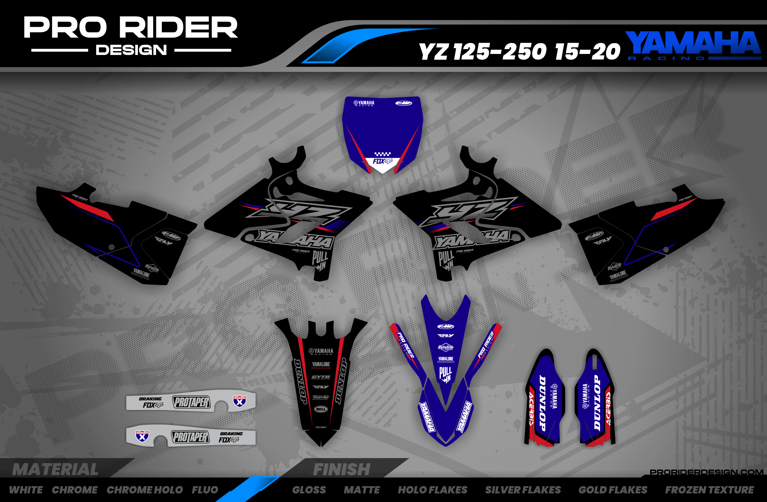 YZ YZF TTR PW Custom Graphics KIT YAMAHA BLACK FLAG