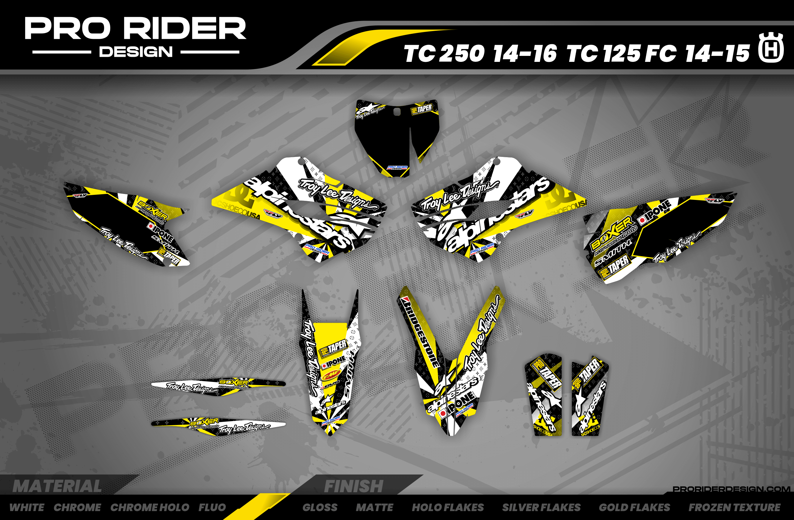 Graphics Kit ALPINESTARS YELLOW : Design designed for your Motocross