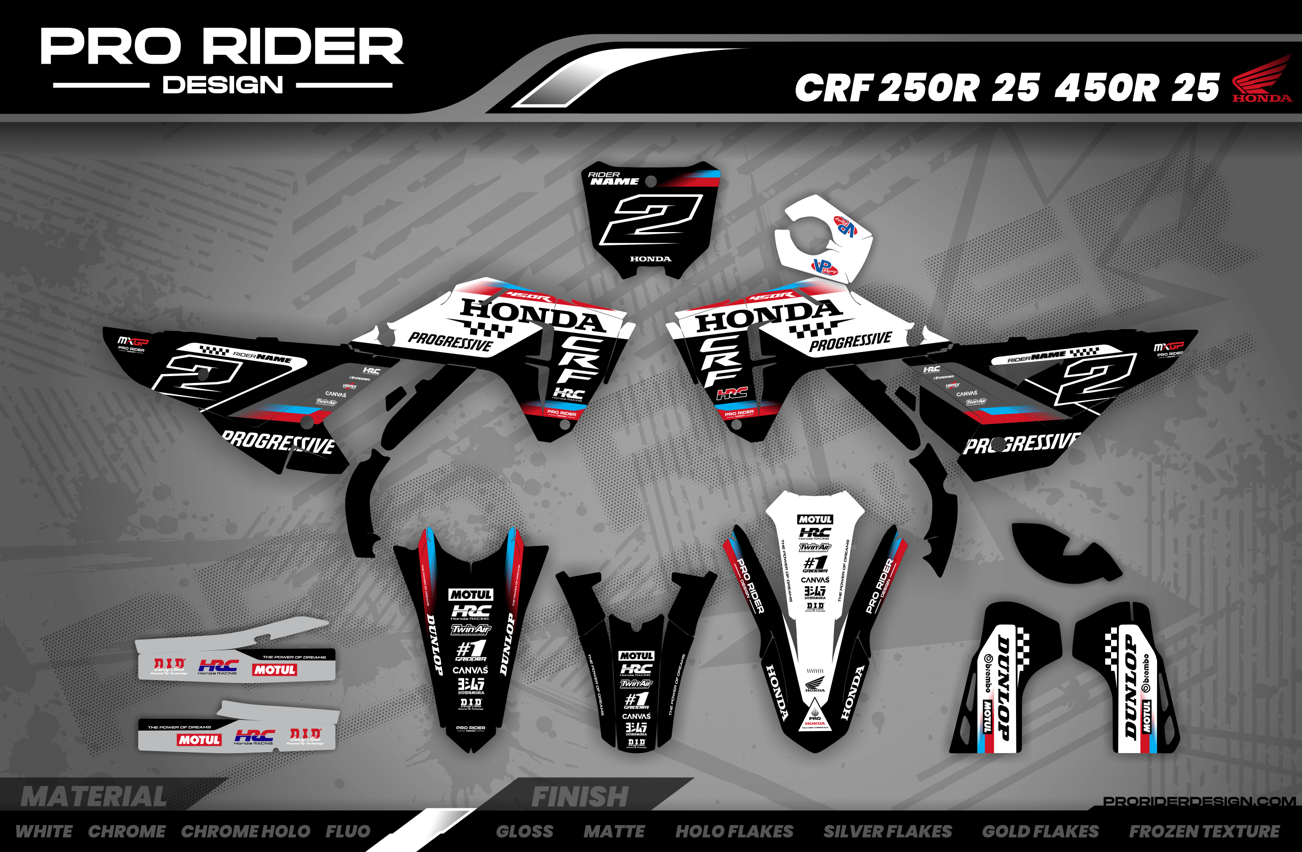 HONDA Custom Graphics Motocross TEAM HRC PROGRESSIVE | BLACK & WHITE