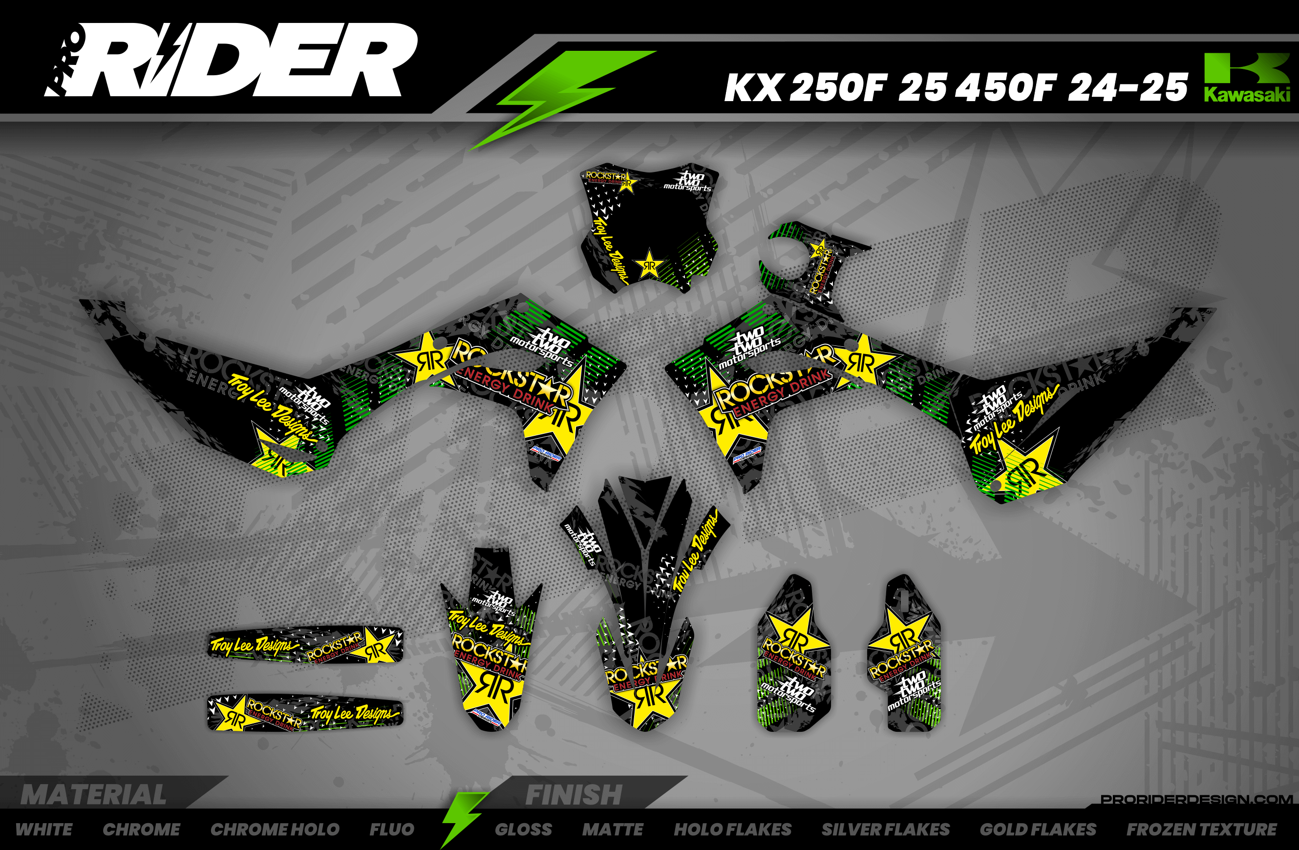 Graphics Kit ROCKSTAR ENERGY GREEN : Give a new youth to your bike