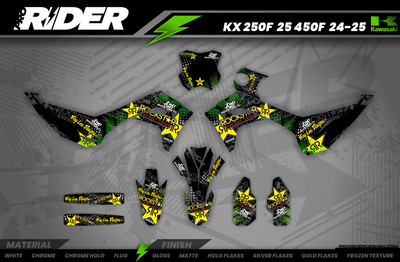 Graphics Kit ROCKSTAR ENERGY GREEN : Give a new youth to your bike