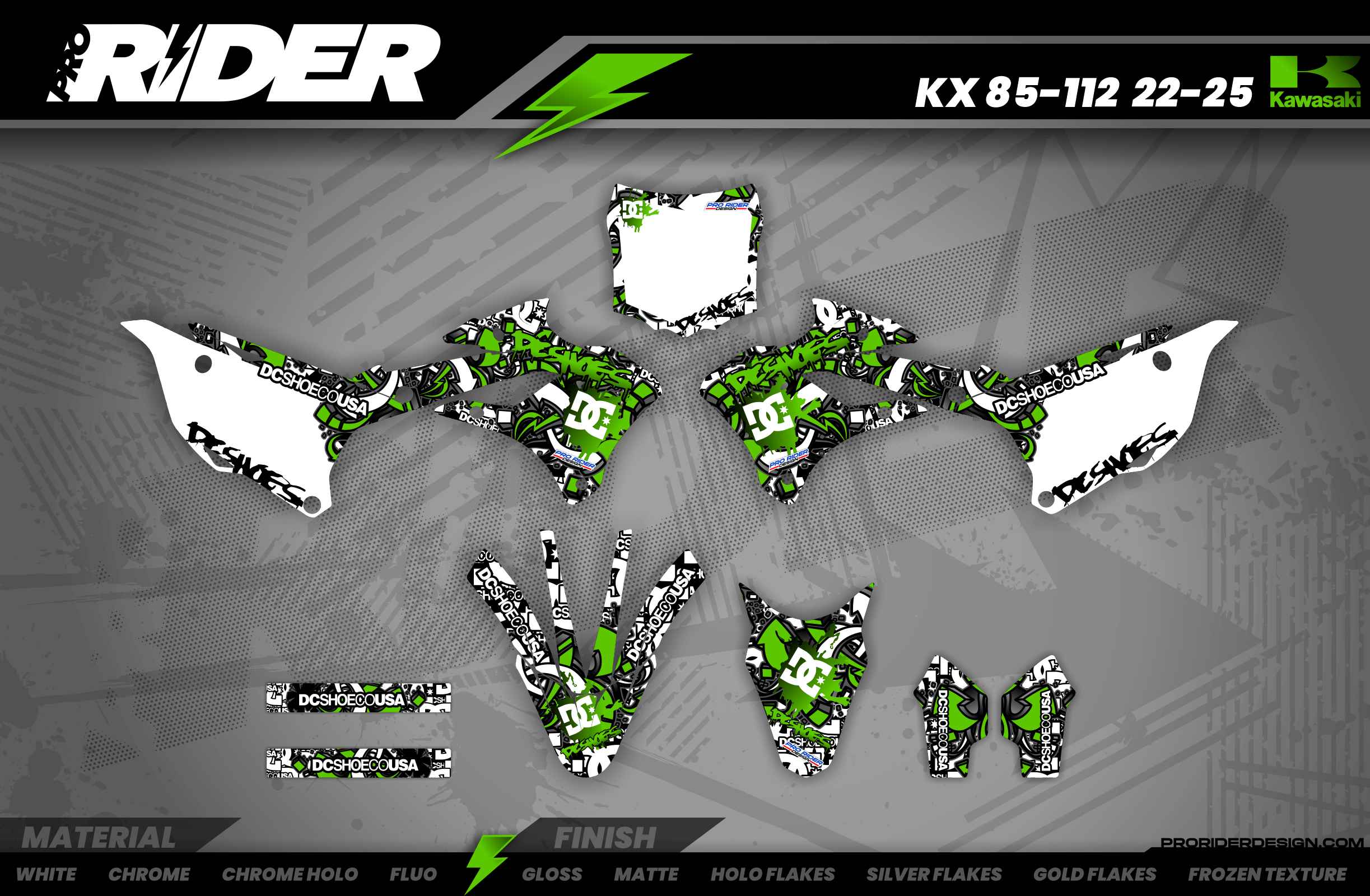 Graphics Kits DC B&W GREEN : Ultra shock-resistant