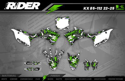 Graphics Kits DC B&W GREEN : Ultra shock-resistant
