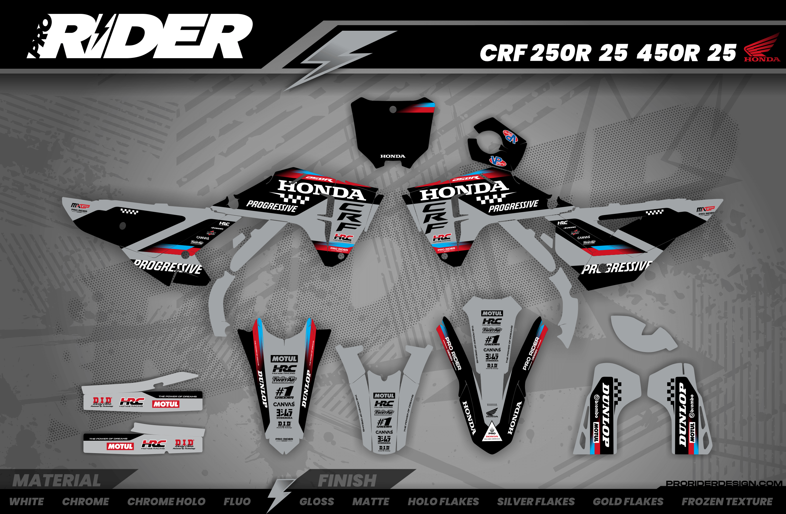 HONDA Custom Graphics Motocross TEAM HRC PROGRESSIVE | BLACK & GREY