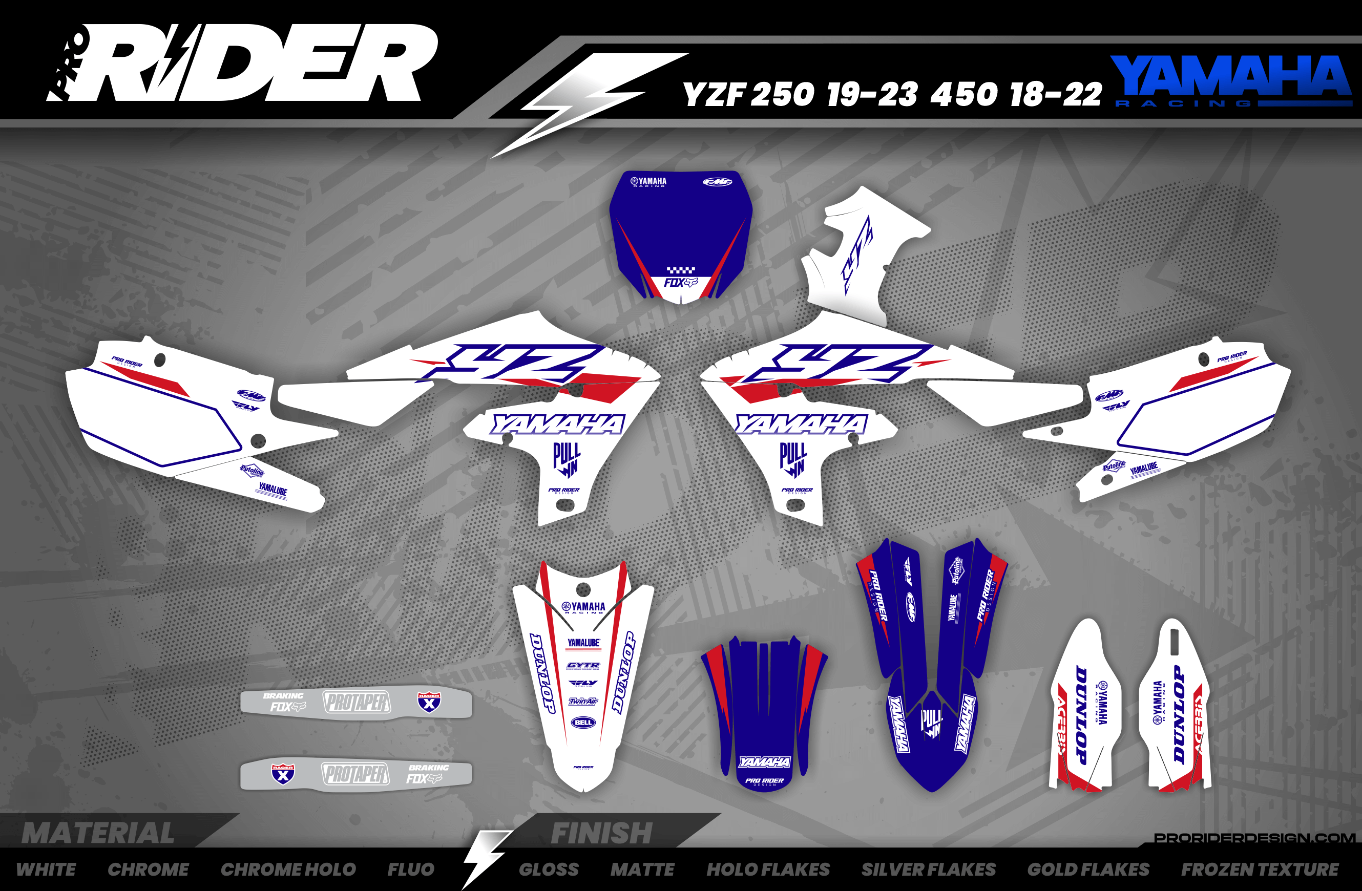 YZ YZF TTR PW Custom Graphics KIT YAMAHA WHITE FLAG