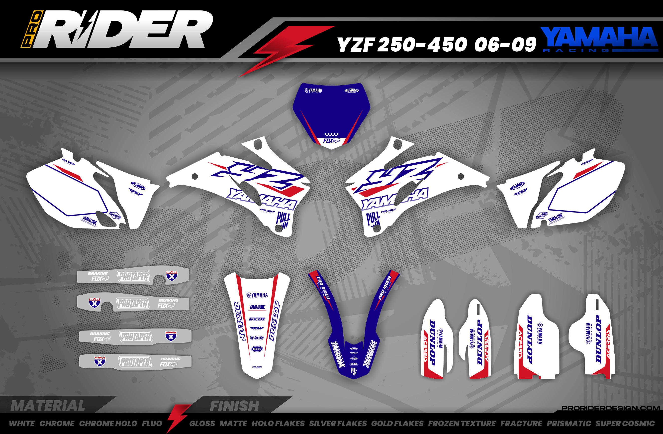 YZ YZF TTR PW Custom Graphics KIT YAMAHA WHITE FLAG